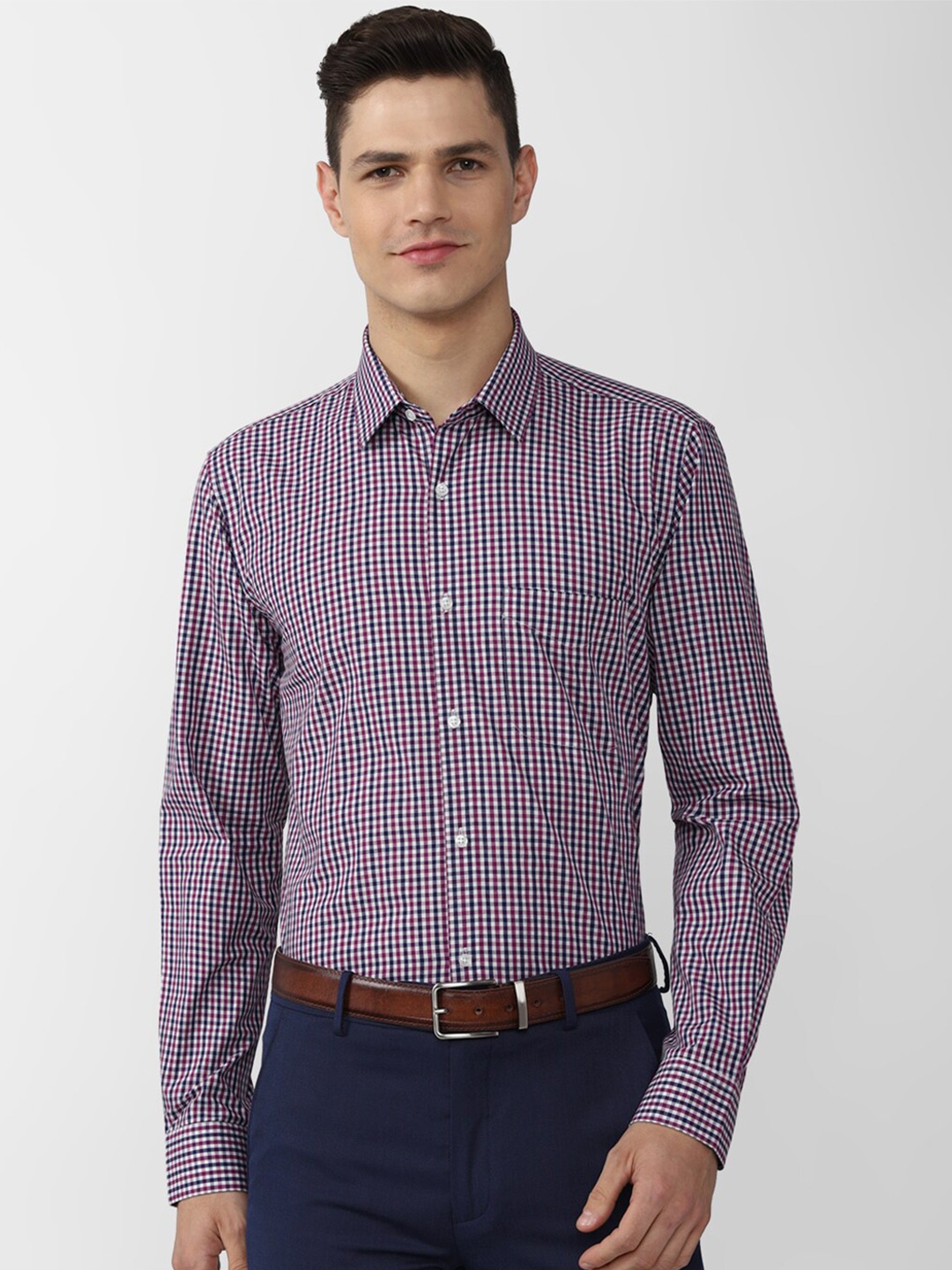 

Peter England Men Purple Checked Formal Shirt