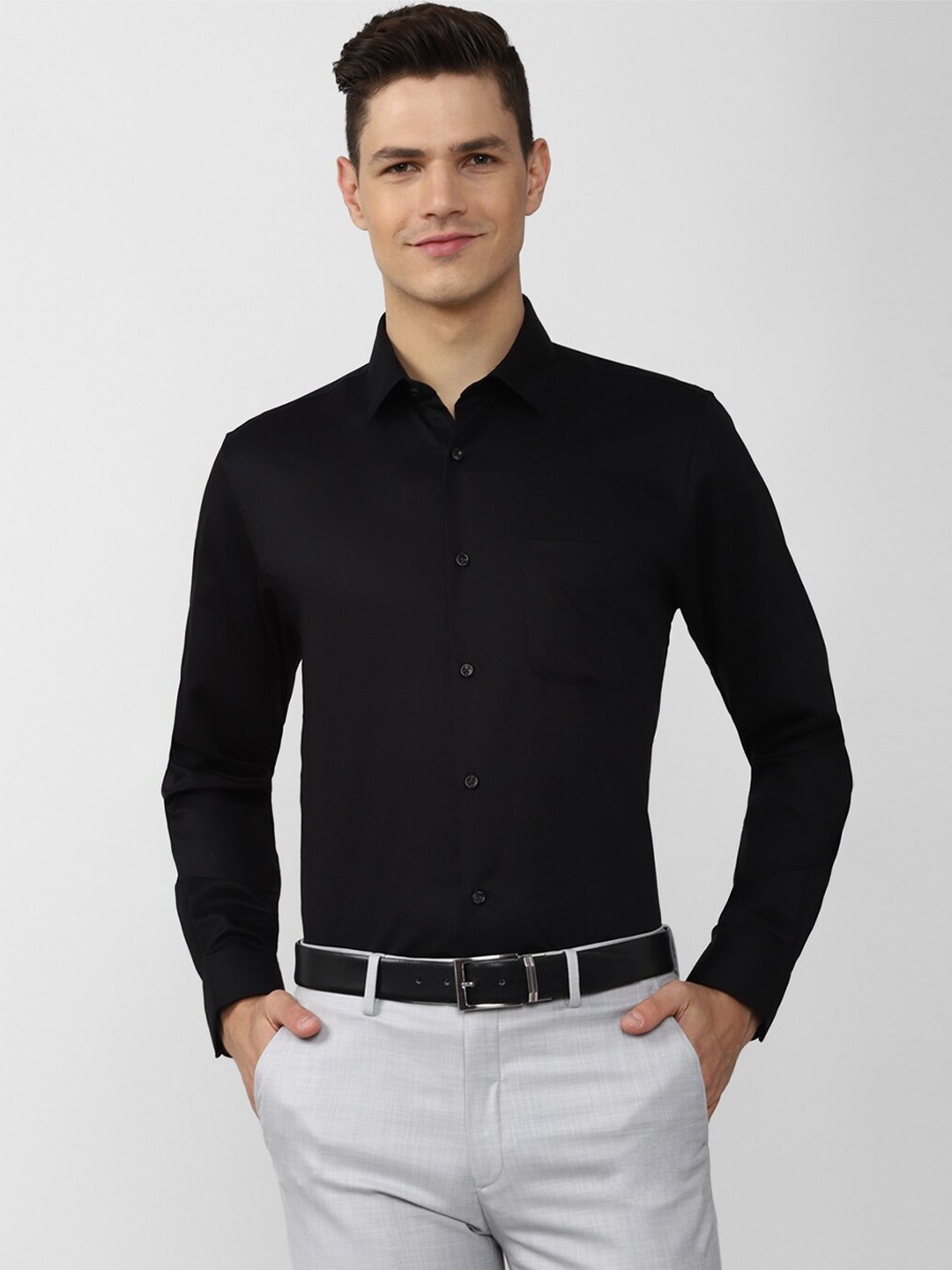 

Peter England Men Black Slim Fit Formal Shirt