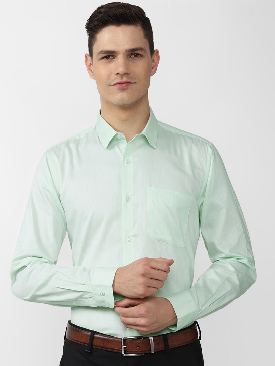

Peter England Men Green Formal Shirt