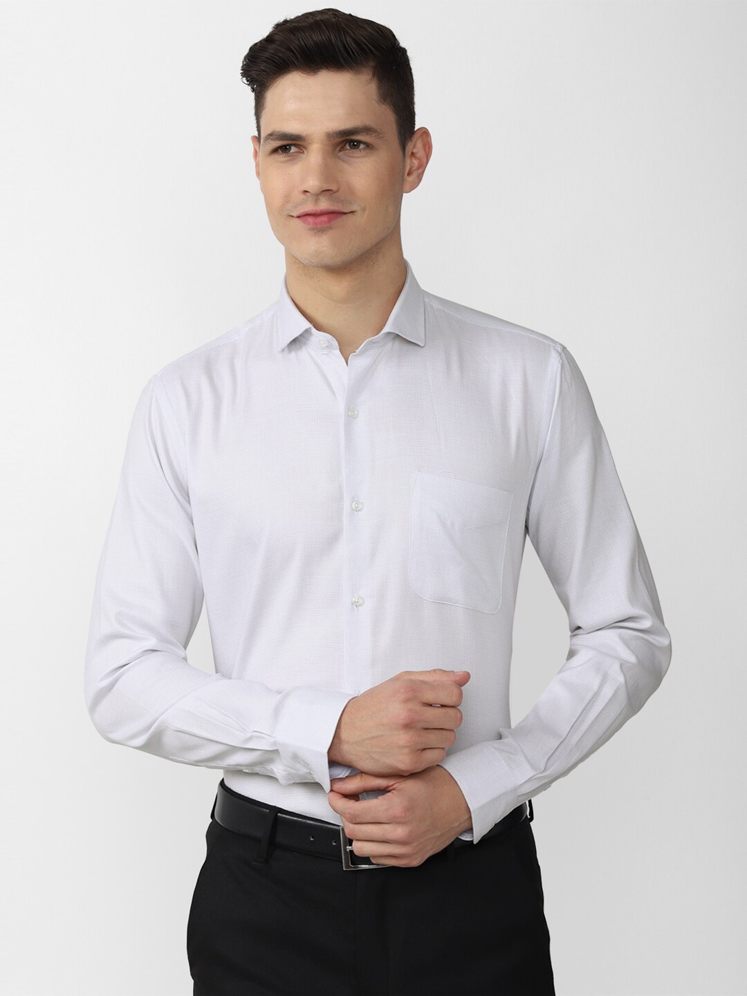 

Peter England Men Grey Formal Pure Cotton Shirt