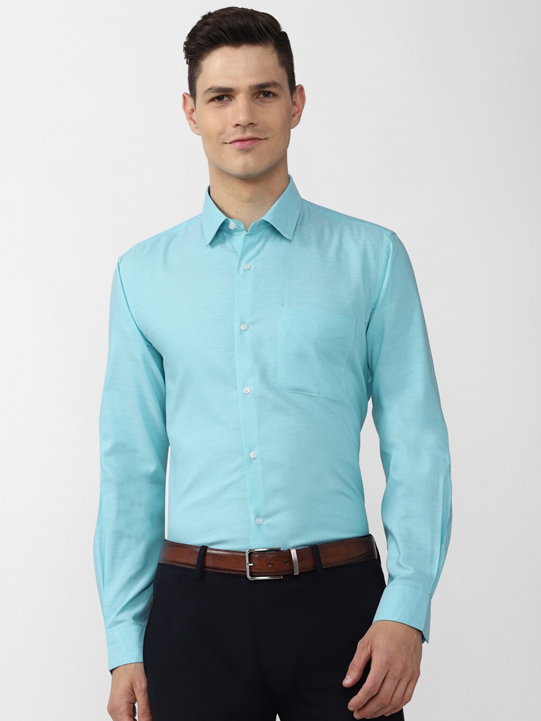 

Peter England Men Sea Green Formal Shirt