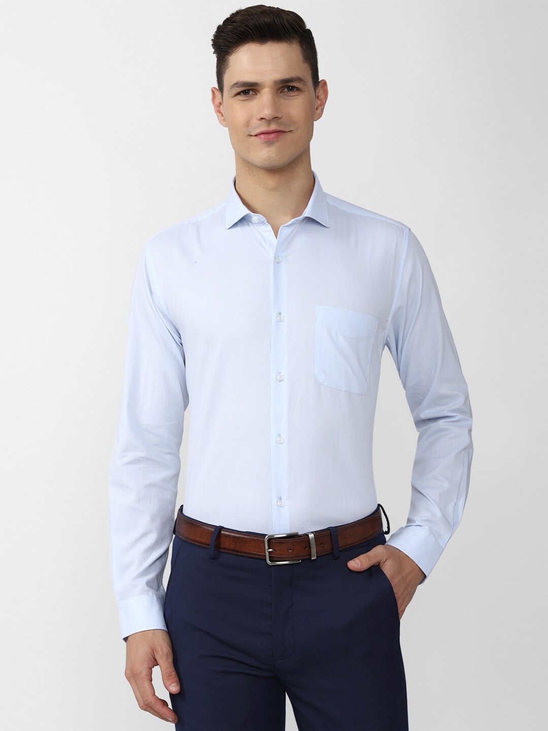 

Peter England Men Blue Pure Cotton Formal Shirt