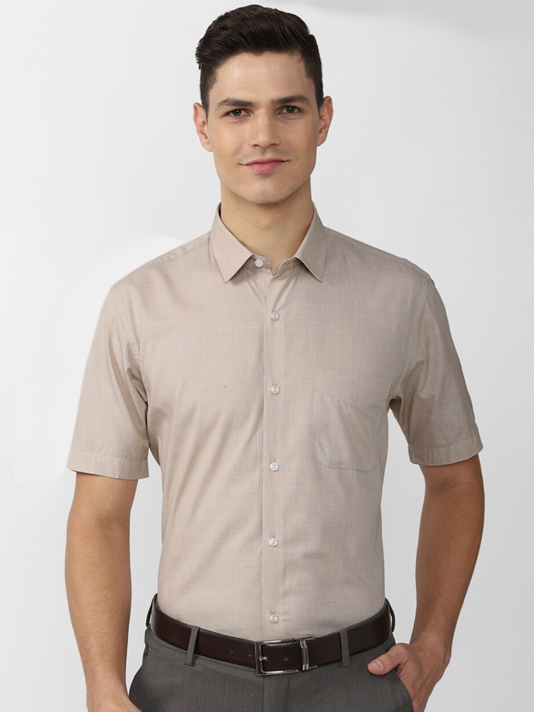 

Peter England Men Beige Formal Pure Cotton Shirt