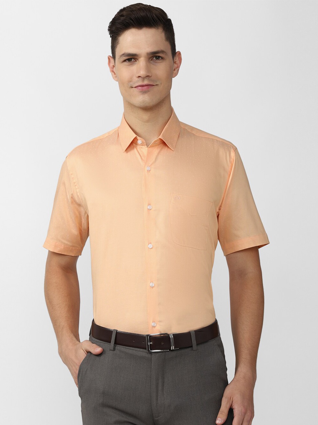 

Peter England Men Orange Formal Shirt