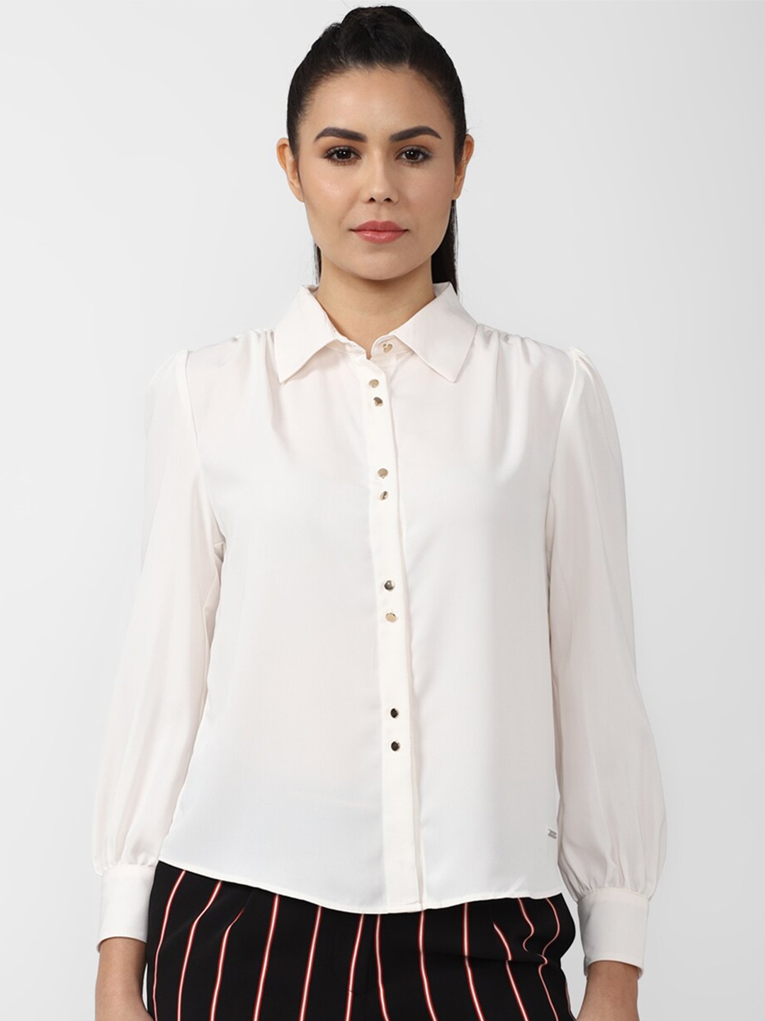 

Van Heusen Woman Women Cream-Coloured Casual Shirt