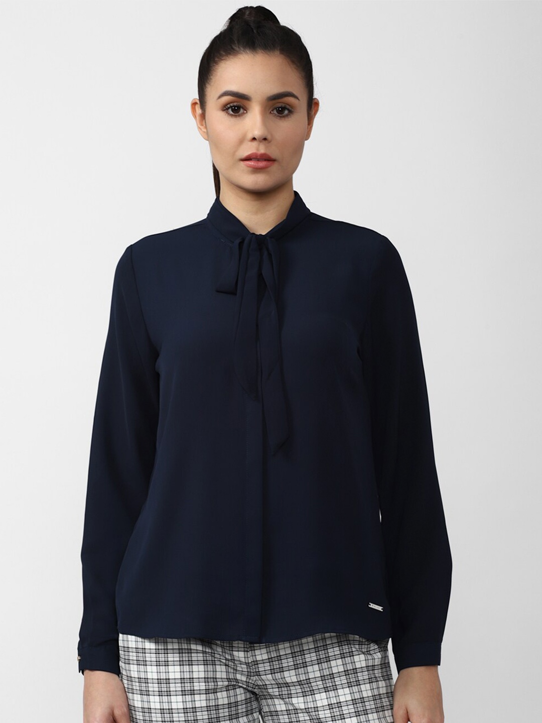 

Van Heusen Woman Tie Neck Formal Shirt, Navy blue