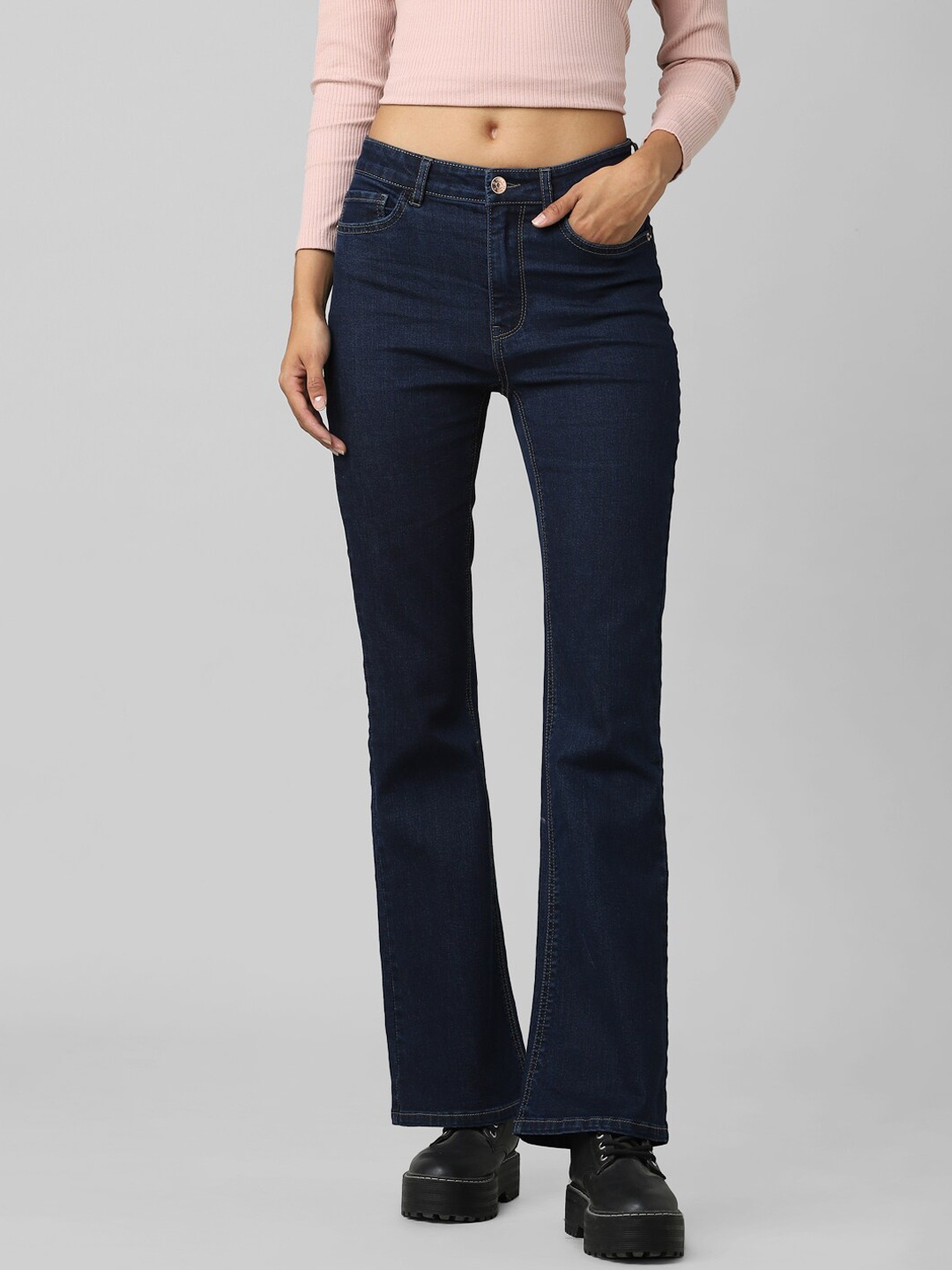 

ONLY Women Blue Bootcut High-Rise Jeans
