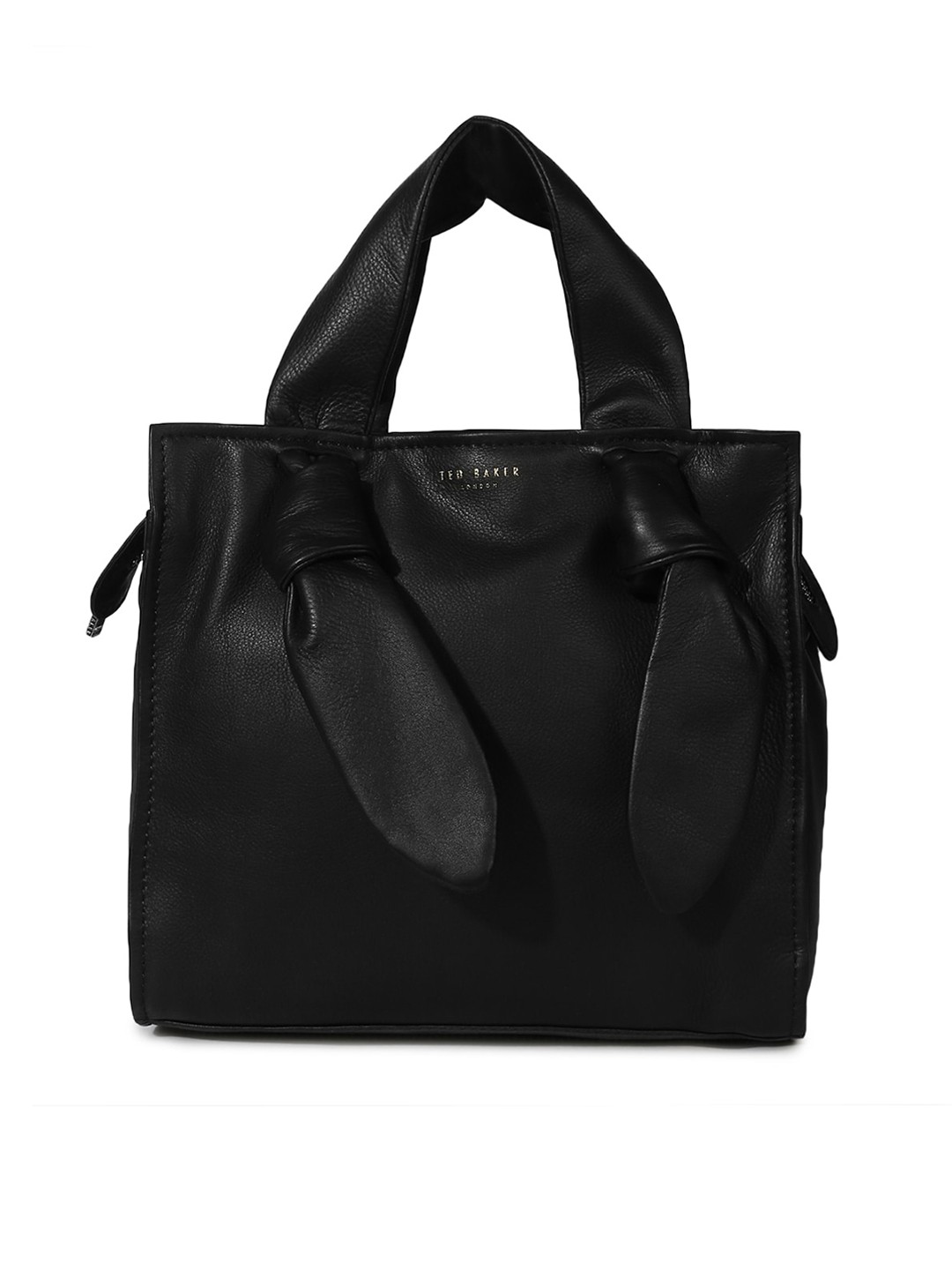 

Ted Baker Black Leather Shopper Handheld Bag with Bow Detail