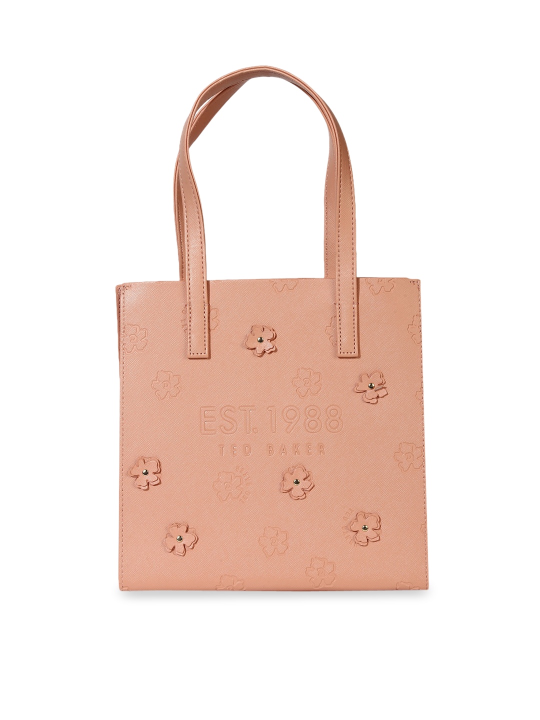 

Ted Baker Women Peach-Coloured Structured Applique Tote Bag