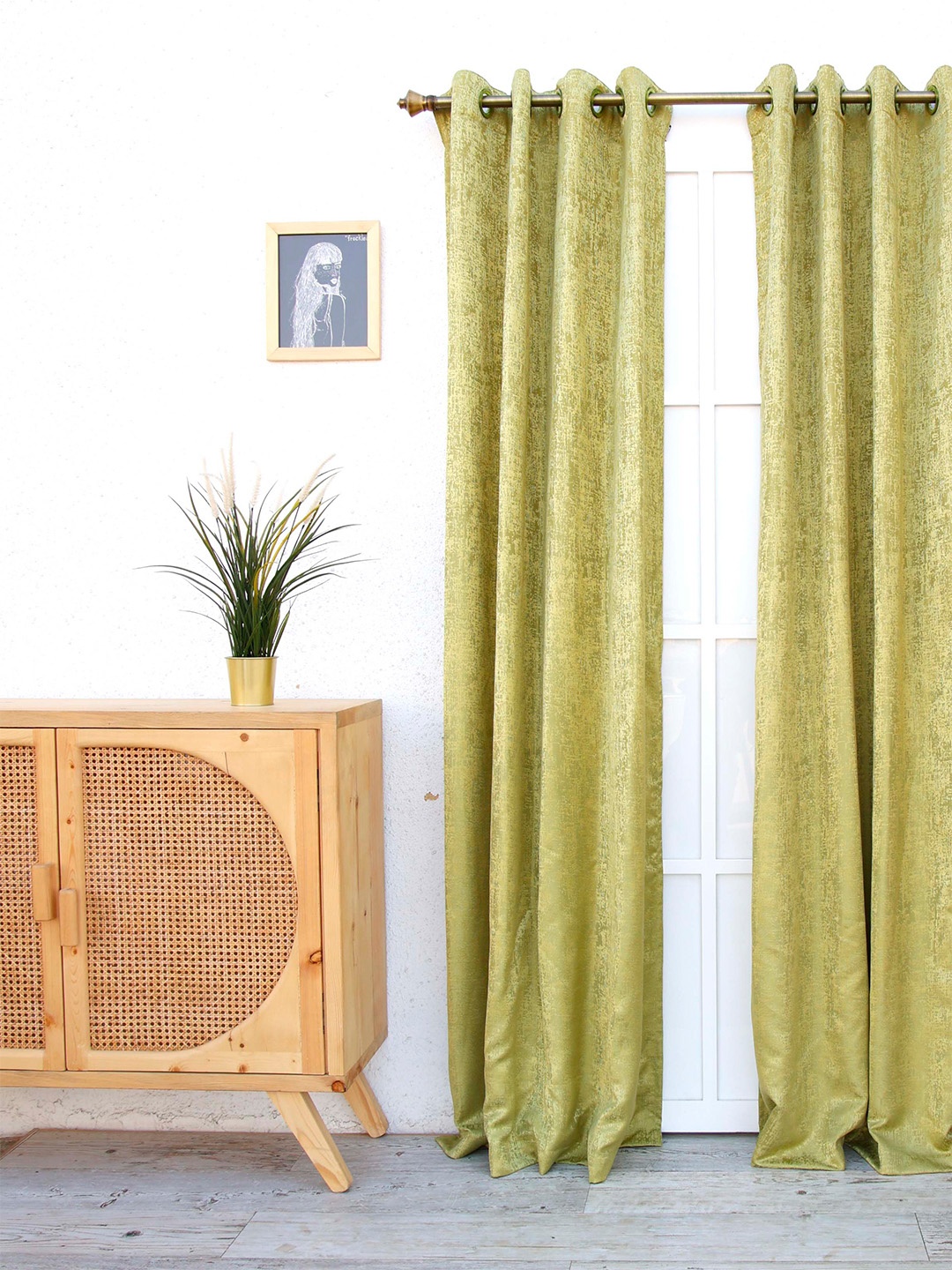 

Ariana Green Single Self Design Long Door Curtain