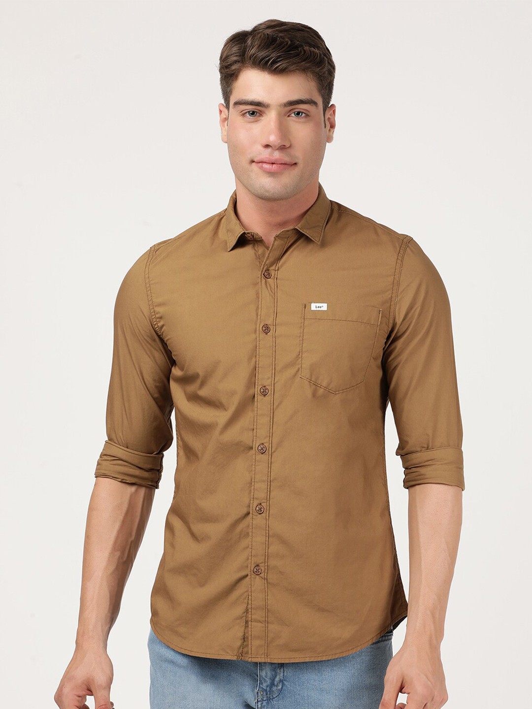 

Lee Men Khaki Slim Fit Casual Shirt