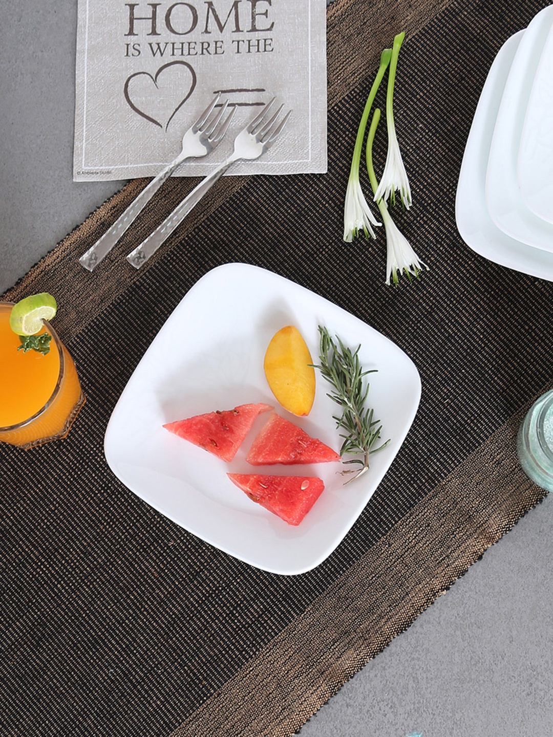 

Corelle Square Round Frost White Printed Set of 6 Small Plates