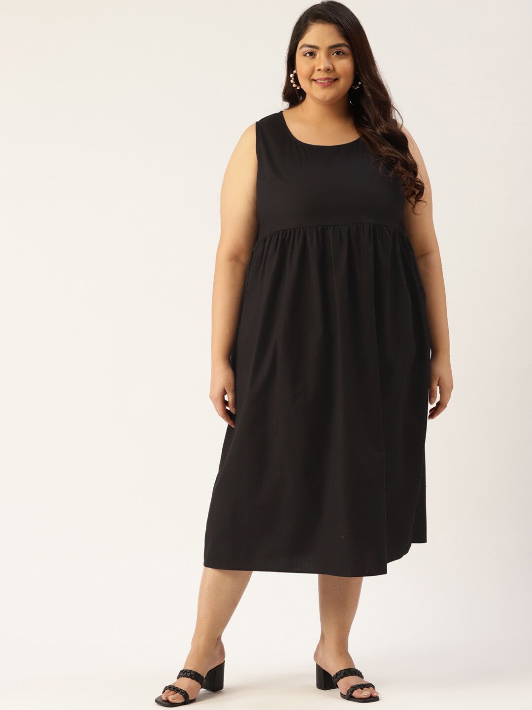 

theRebelinme Womens Black Midi Plus Size Dress