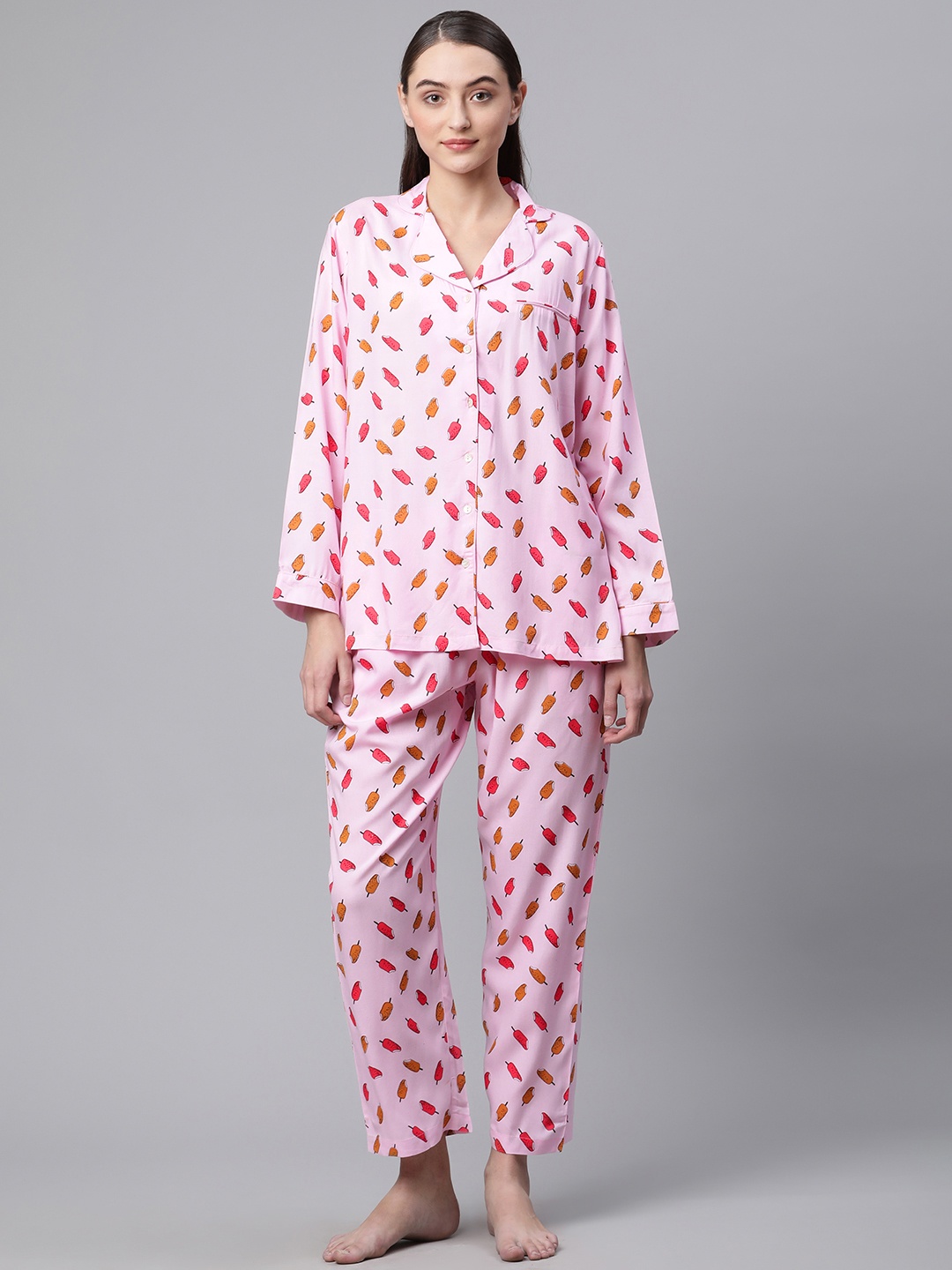 

Divena Women Pink Printed Night suit