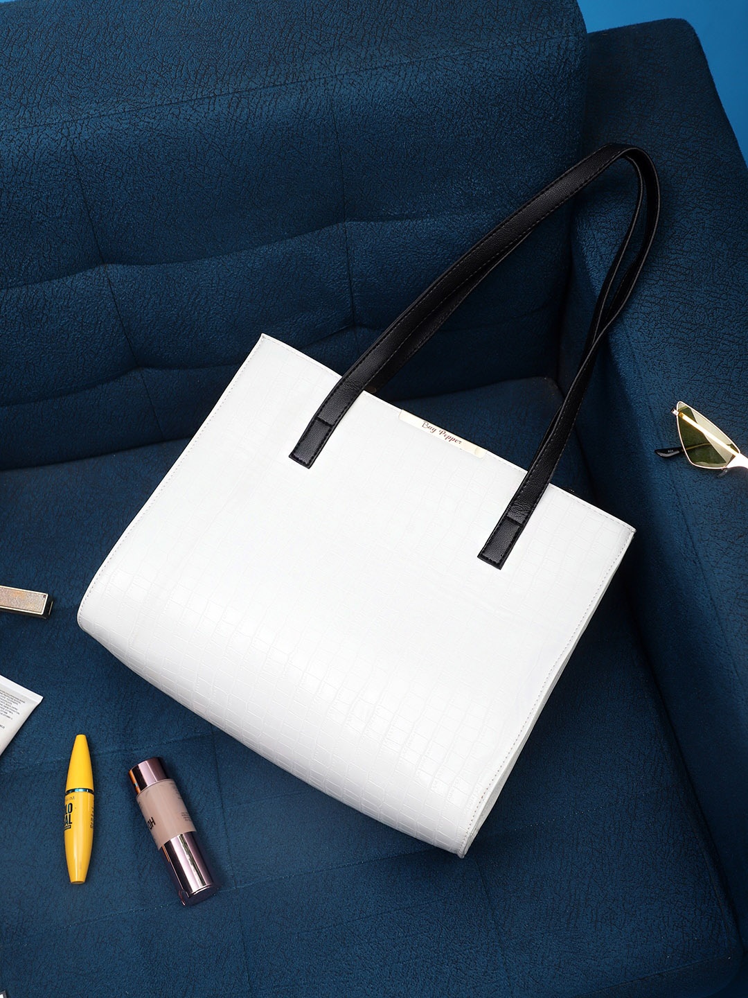 

Bag Pepper White Textured PU Oversized Shopper Tote Bag