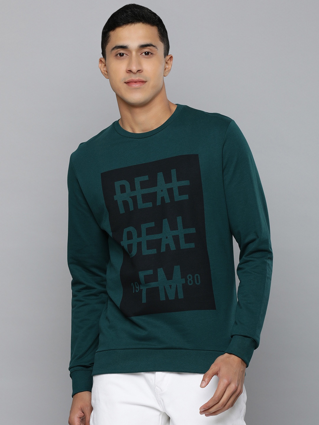 

Flying Machine Men Green & Black Printed Sweatshirt