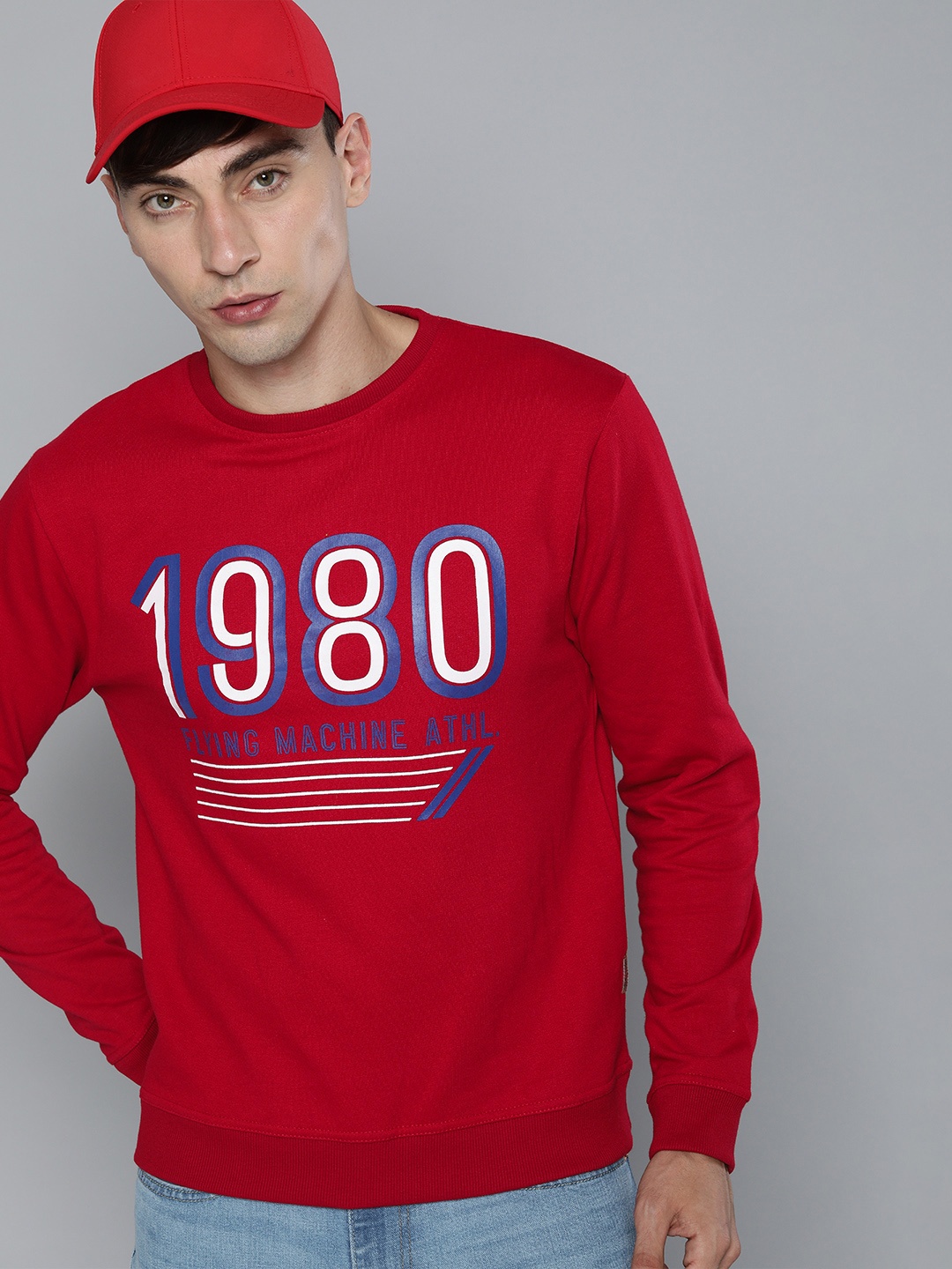 

Flying Machine Men Red Brand Logo Printed Sweatshirt
