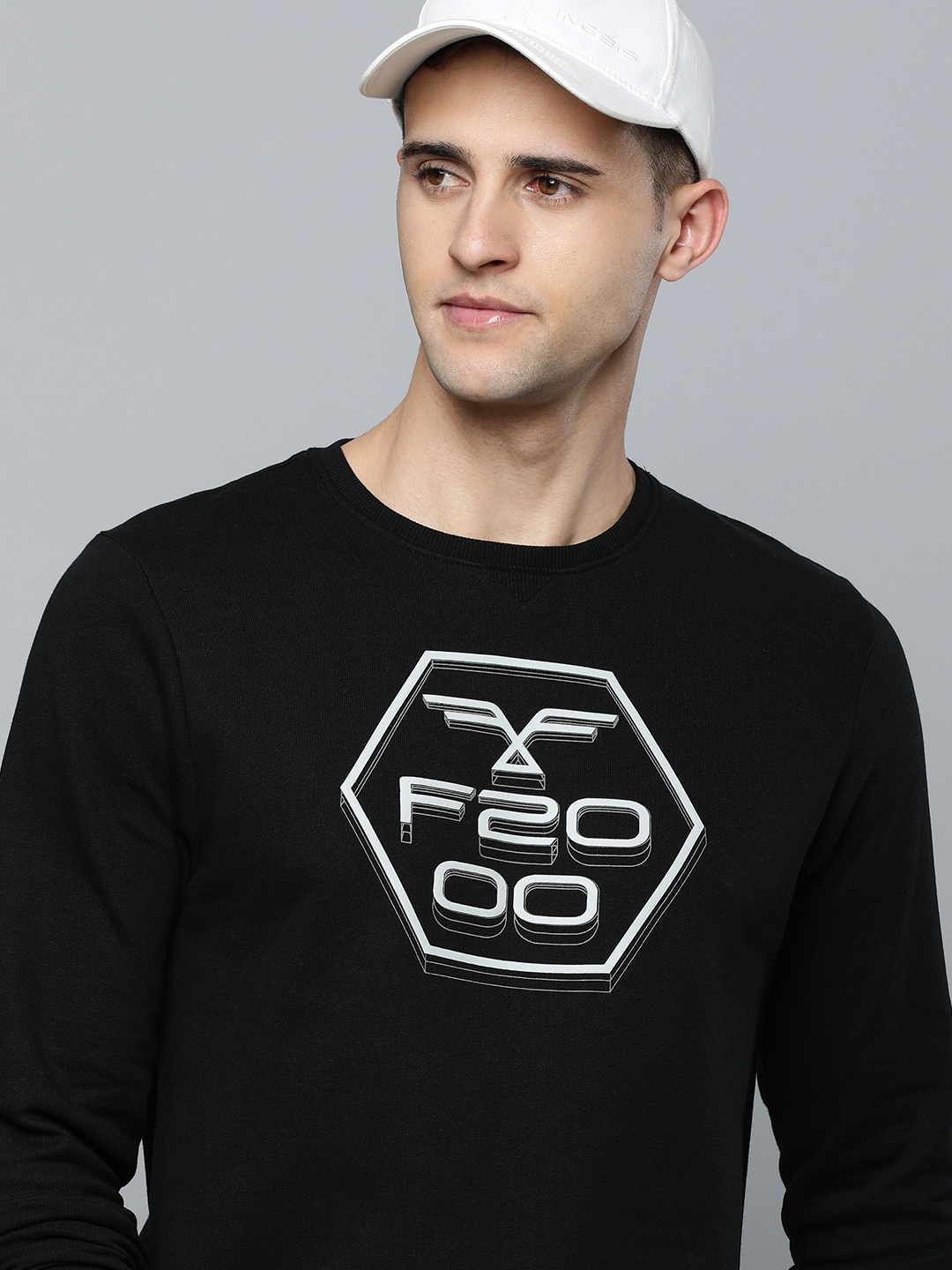 

Flying Machine Men Black Printed Pure Cotton Sweatshirt