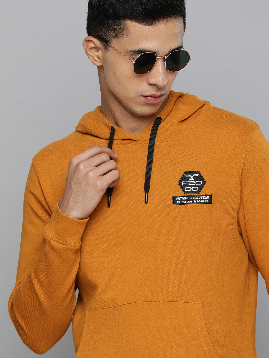 

Flying Machine Men Brown Hooded Pure Cotton Sweatshirt