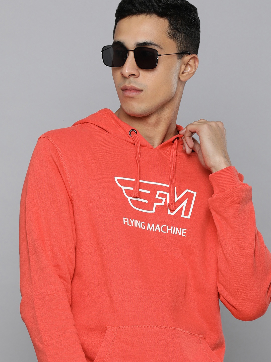 

Flying Machine Men Orange Hooded Sweatshirt