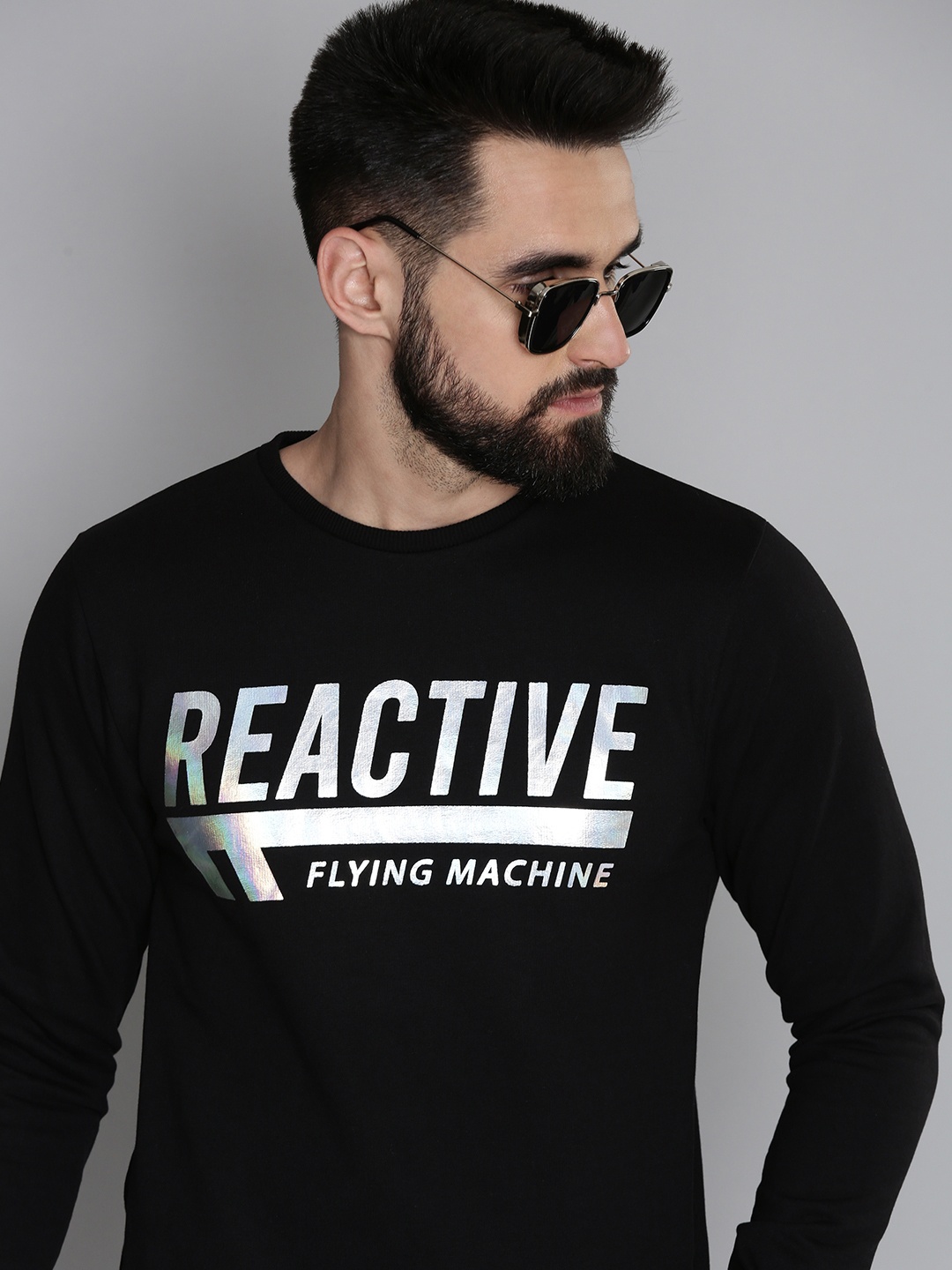 

Flying Machine Men Black Printed Sweatshirt