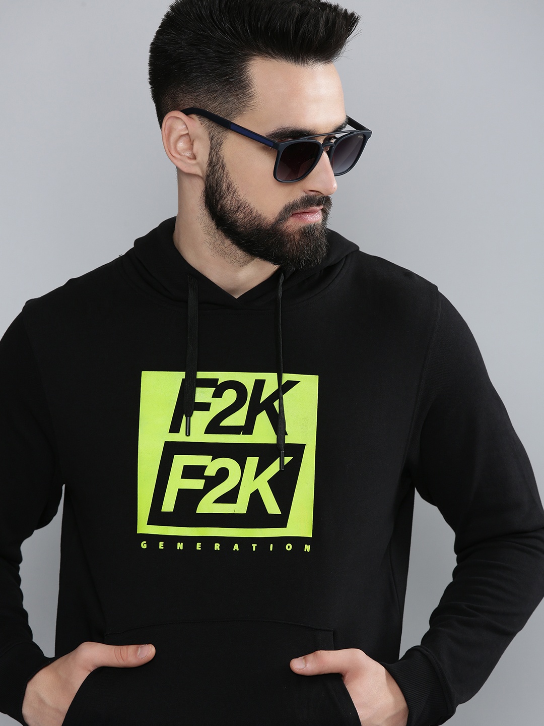 

Flying Machine Men Black Typography Printed Hooded Sweatshirt