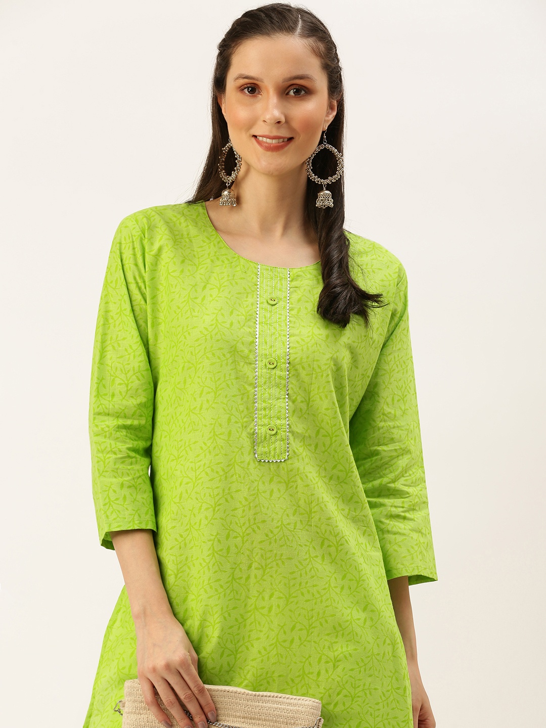 

SHOWOFF Women Green Floral Printed Floral Kurta