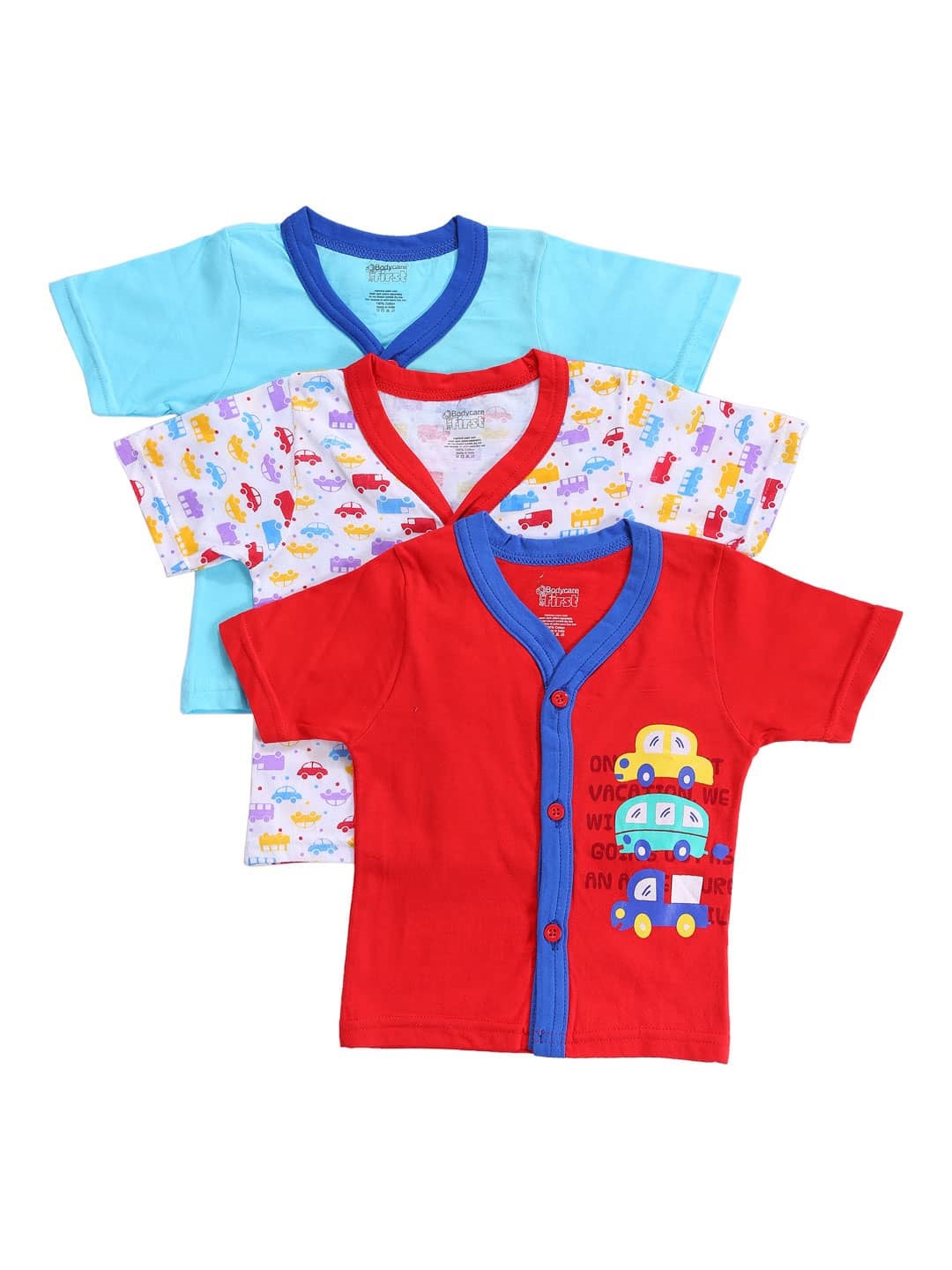 

Bodycare Kids Infant Boys Pack Of 3 Assorted Cotton Innerwear Jhabla Vests