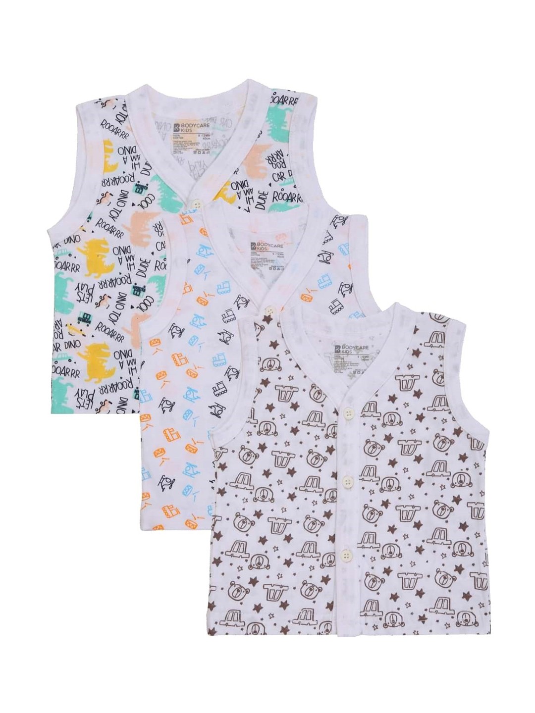 

Bodycare Kids Infants Kids Pack of 3 Printed Jhablas, White