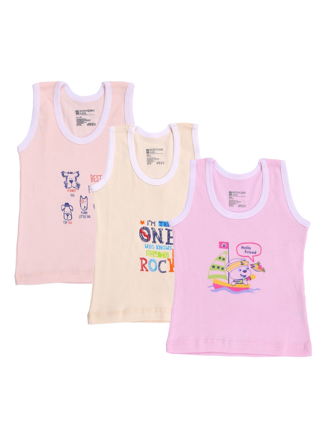 

Bodycare Kids Infant Boys Pack Of 3 Assorted Pure-Cotton Innerwear Vests