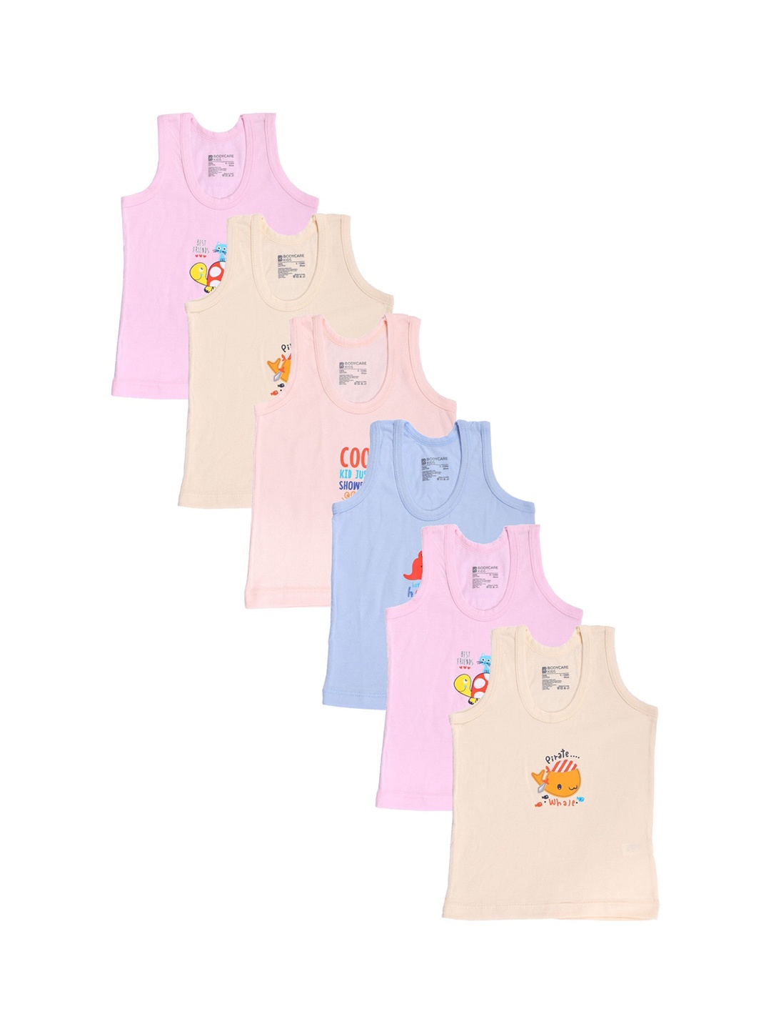 

Bodycare Kids Boys Pack Of 6 Assorted Cotton Innerwear Vests