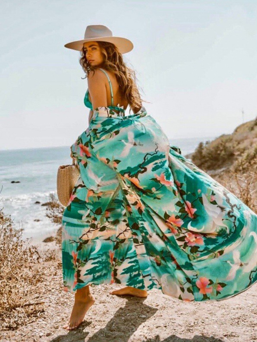 

BoStreet Women Green Floral Printed Fit and Flare Dress