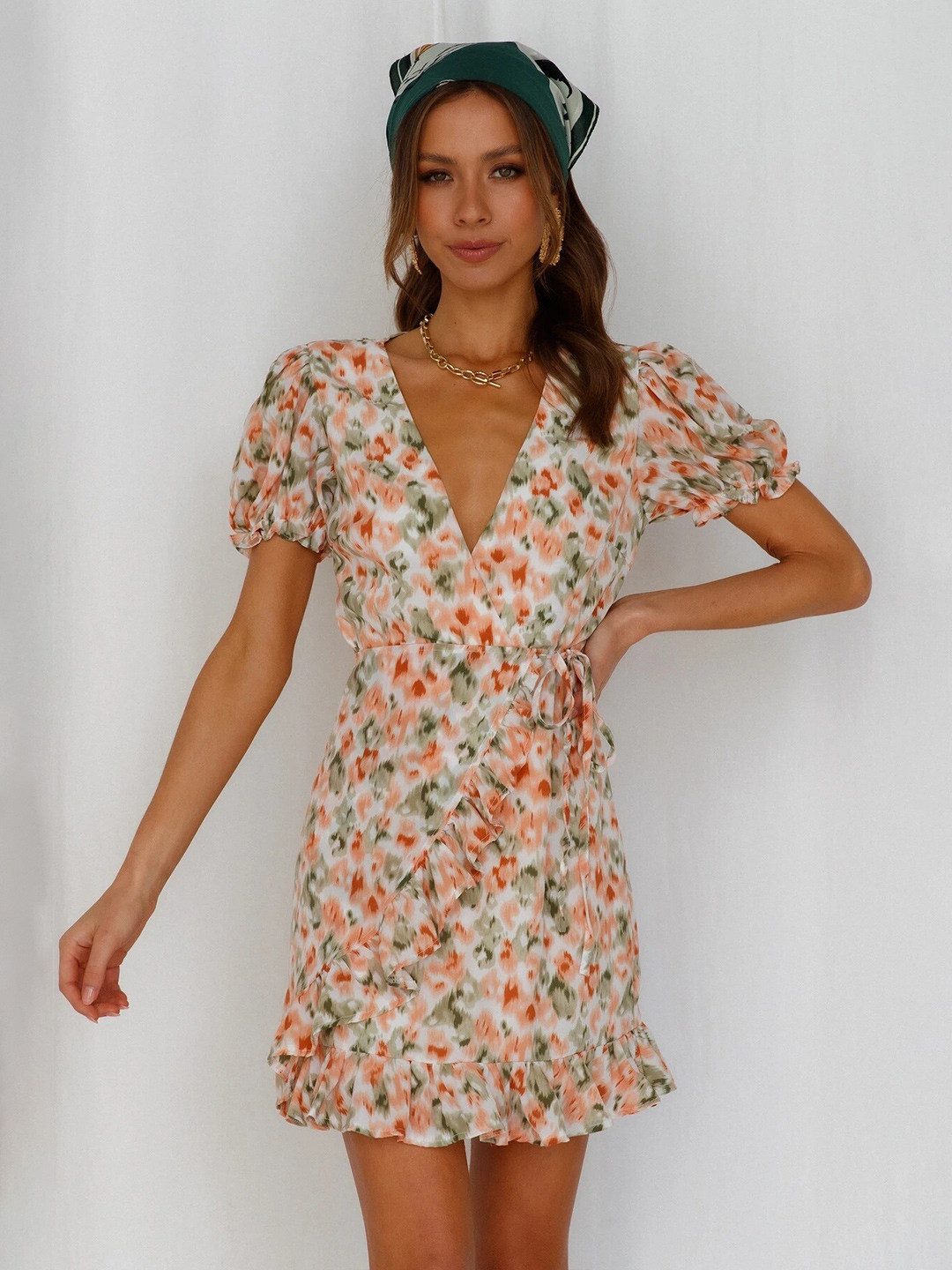 

BoStreet Womens Beige & Red Floral Mini Dress