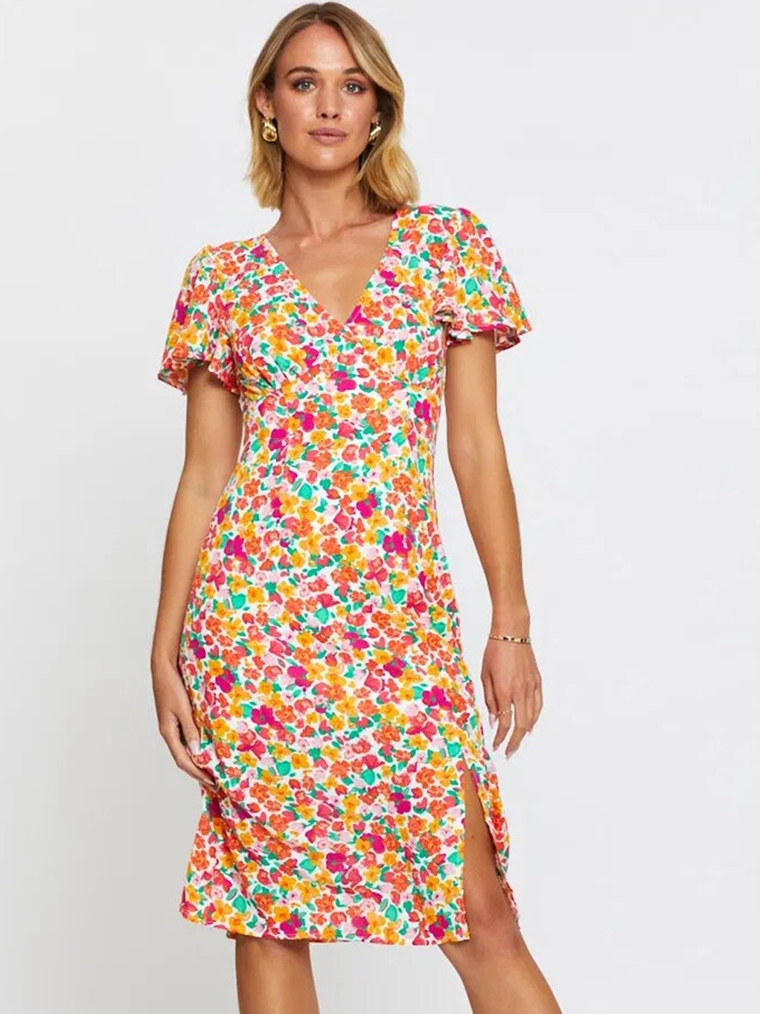 

BoStreet Multicoloured Floral A-Line Dress, Multi
