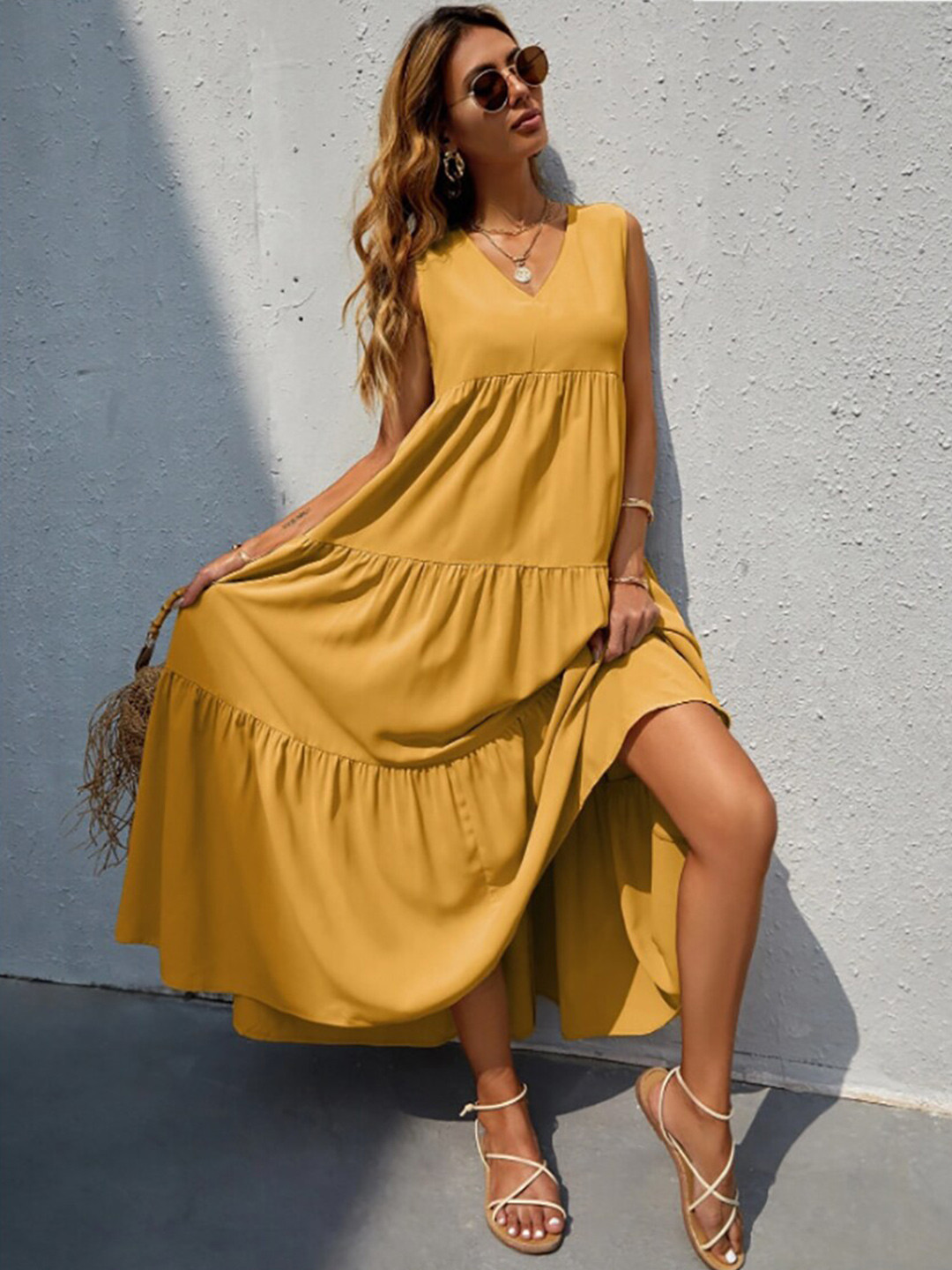 

BoStreet Women Yellow Maxi Dress