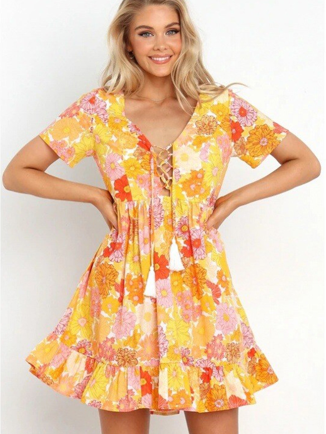 

BoStreet Yellow Floral Dress