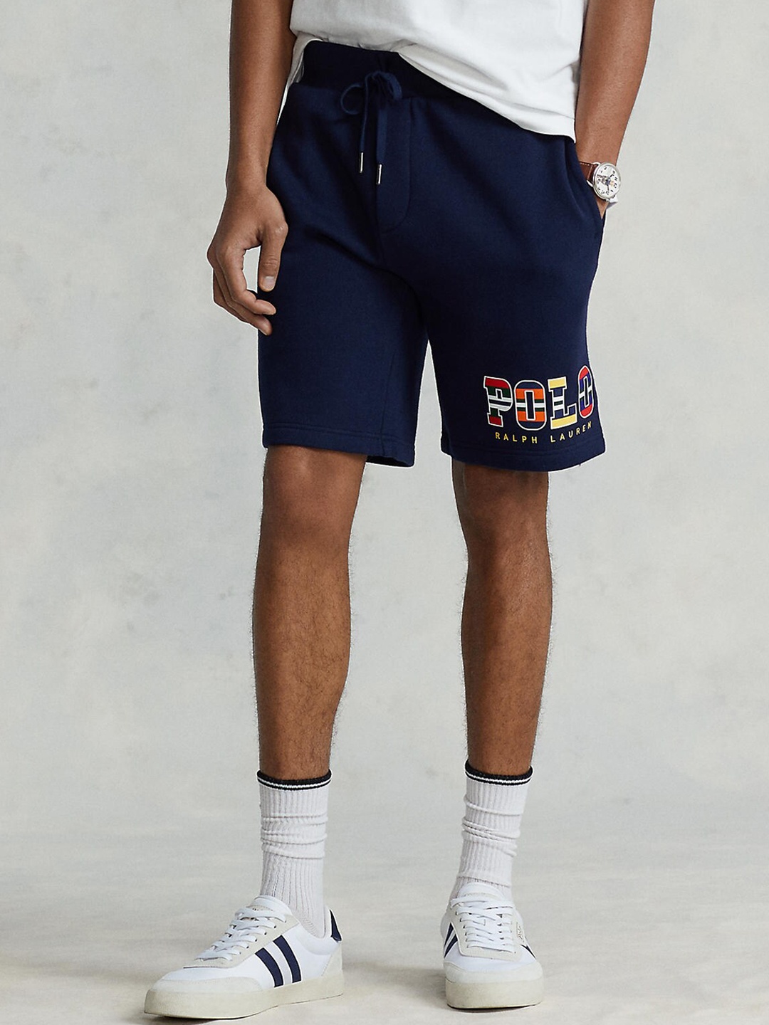 

Polo Ralph Lauren Men Navy Blue Typography Logo Printed Shorts