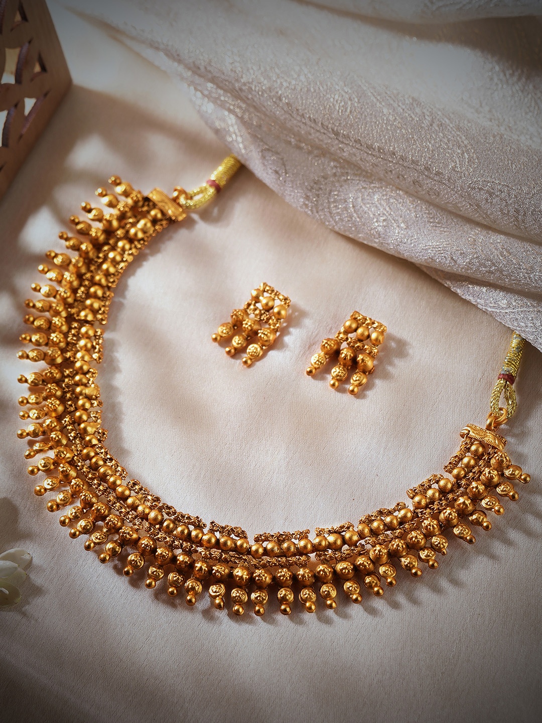 

Rubans 24Kt Gold-Plated Intricate Textured Detailing Jewellery Set