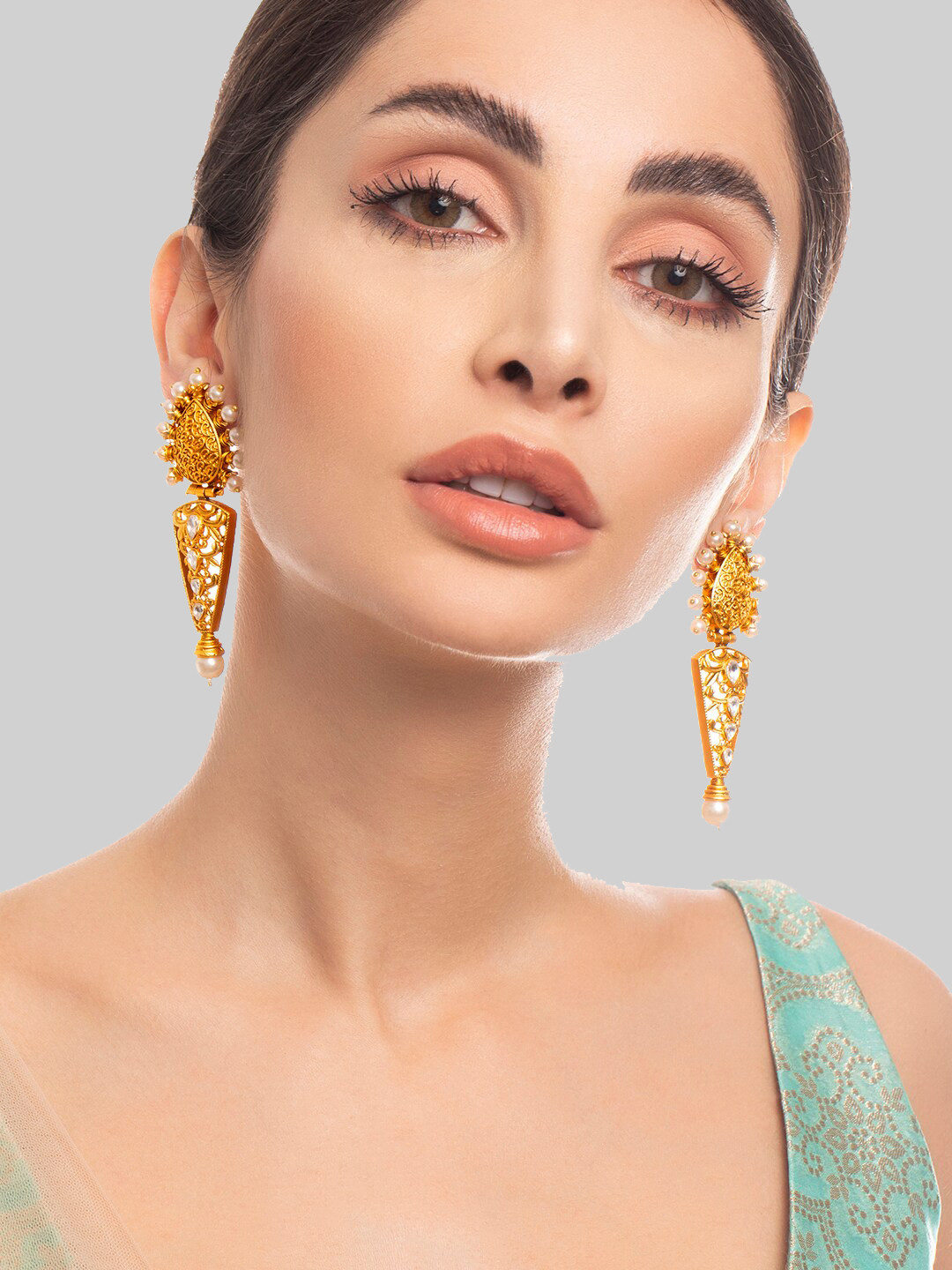 

Rubans Women Gold-Plated Geometric Drop Earrings