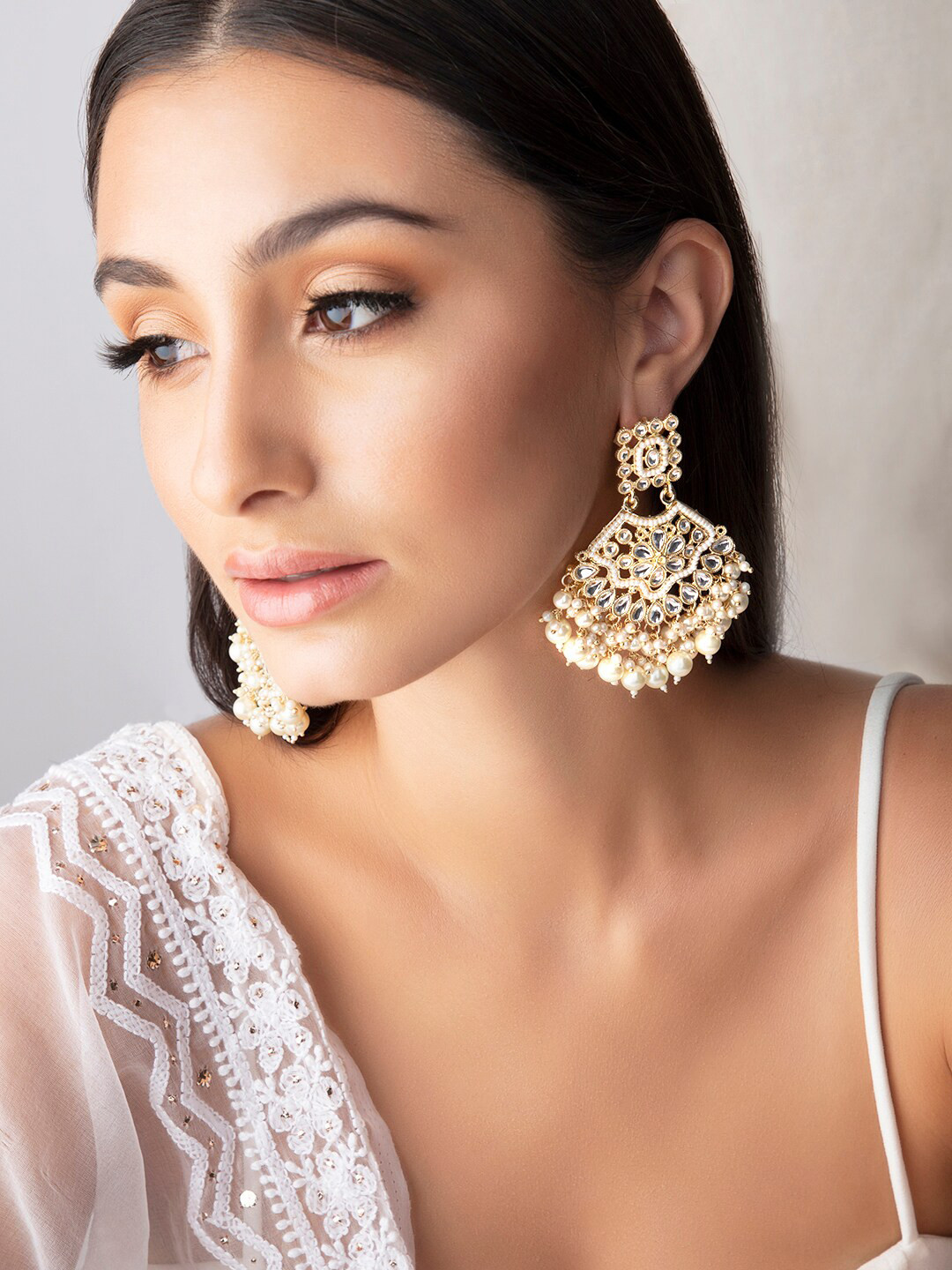 

Rubans Gold-Plated Crescent Shaped Drop Earrings