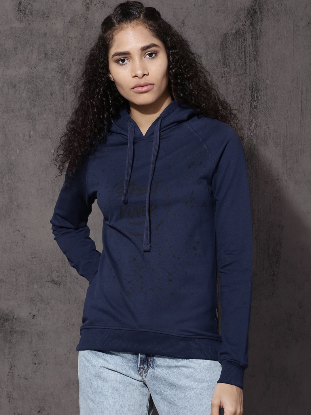 

Roadster Women Navy Blue Printed Sweatshirt