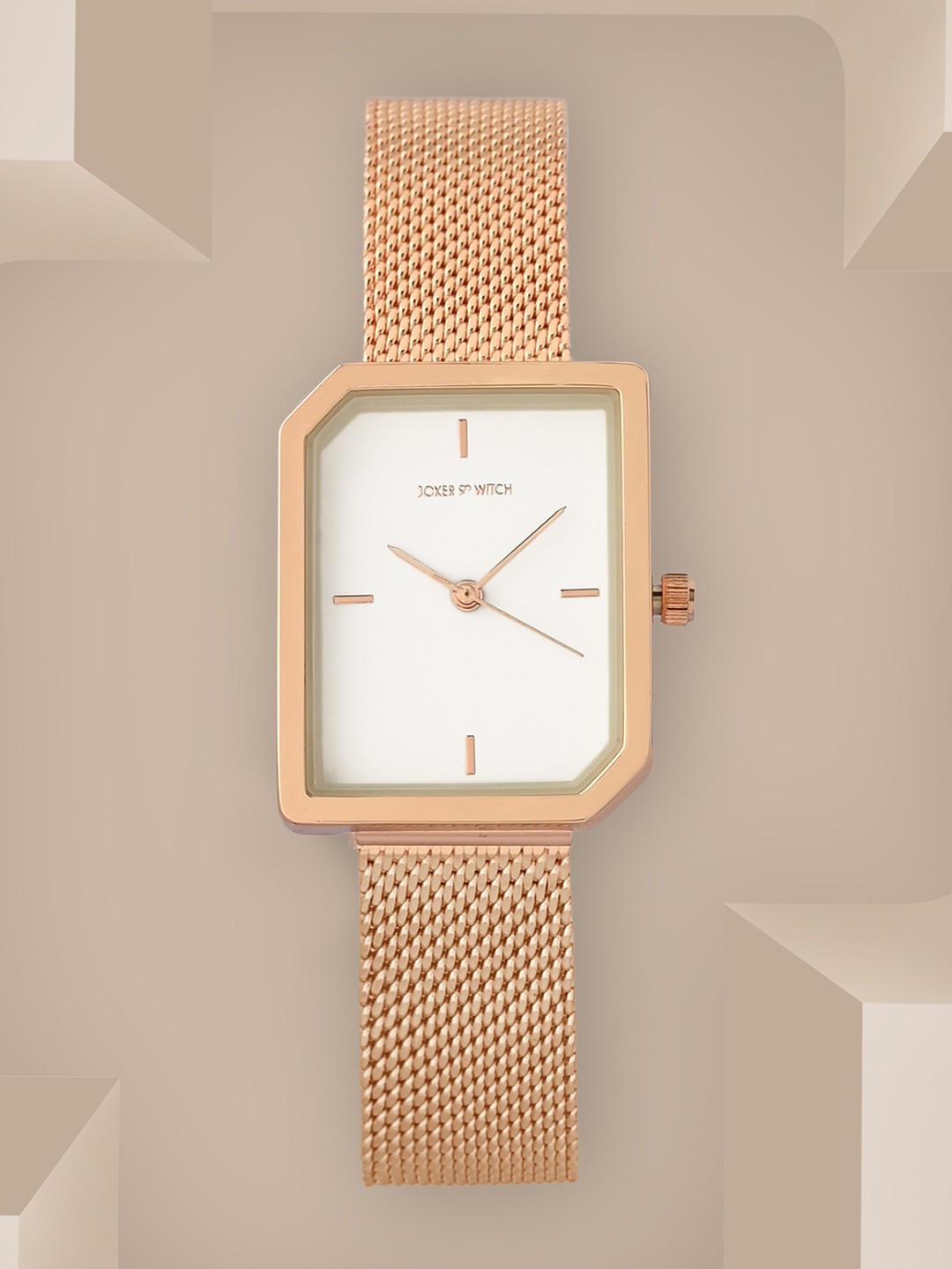 

JOKER & WITCH Women White Dial & Rose Gold-Plated Mesh Strap Analogue Watch-AMWW566