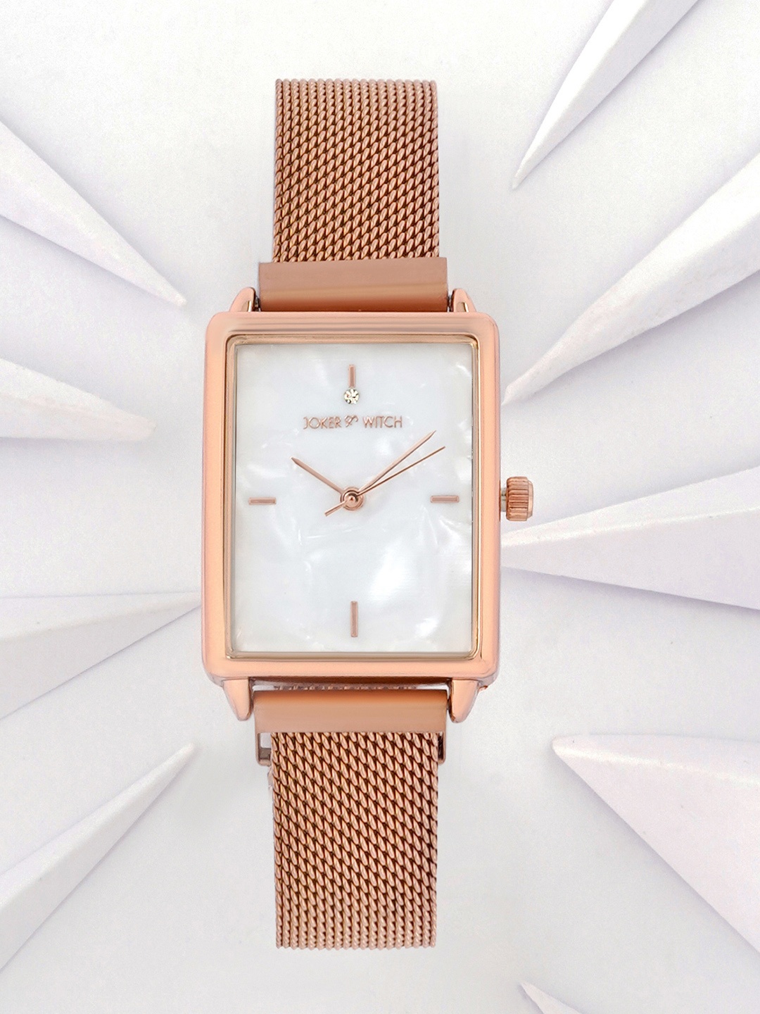 

JOKER & WITCH Women White Dial & Gold Toned Bracelet Style Straps Analogue Watch AMWW538, Rose gold