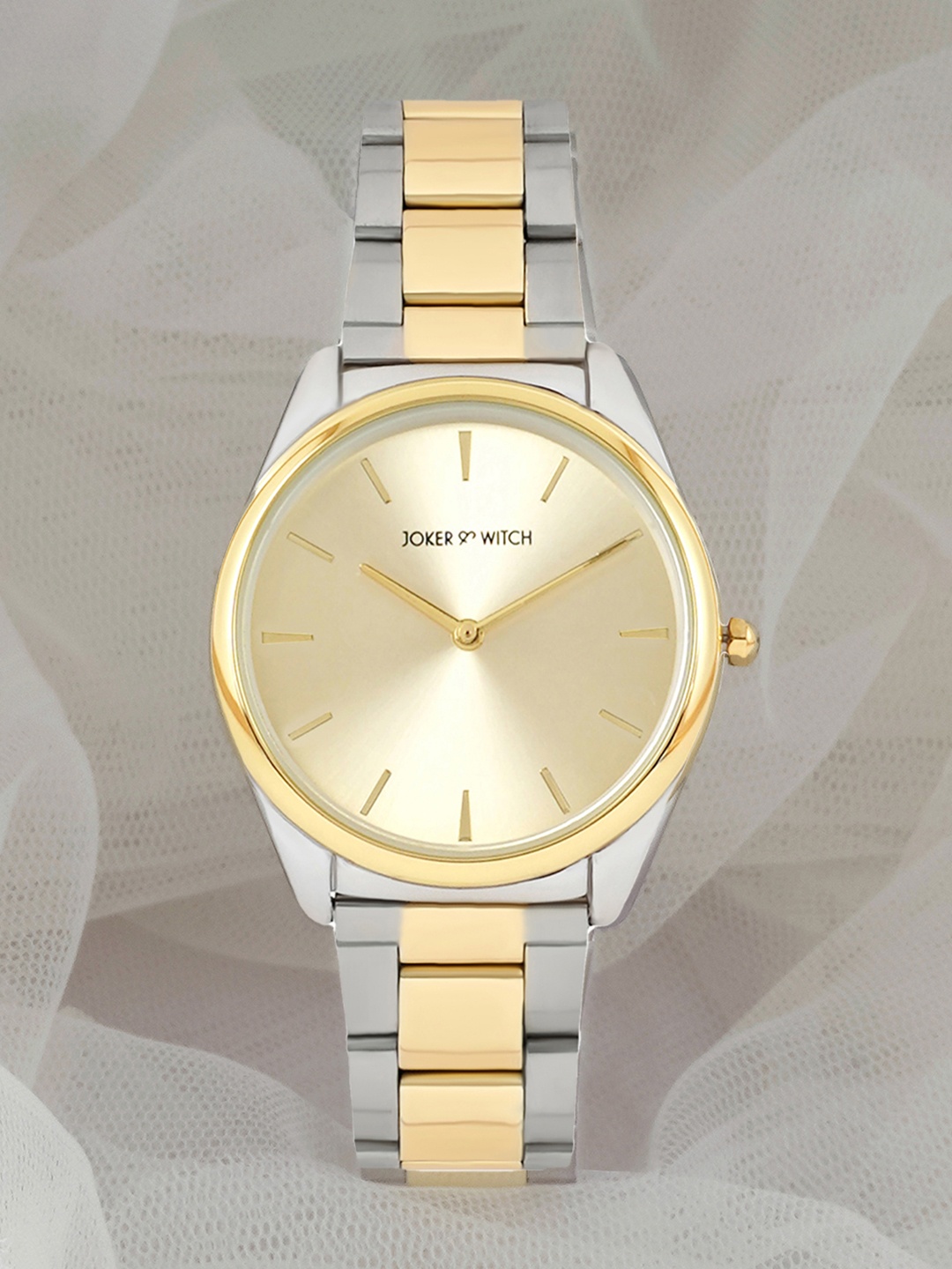 

JOKER & WITCH Women Gold-Toned Printed Dial & Stainless Steel Straps Analogue Watch AMWW478, Silver
