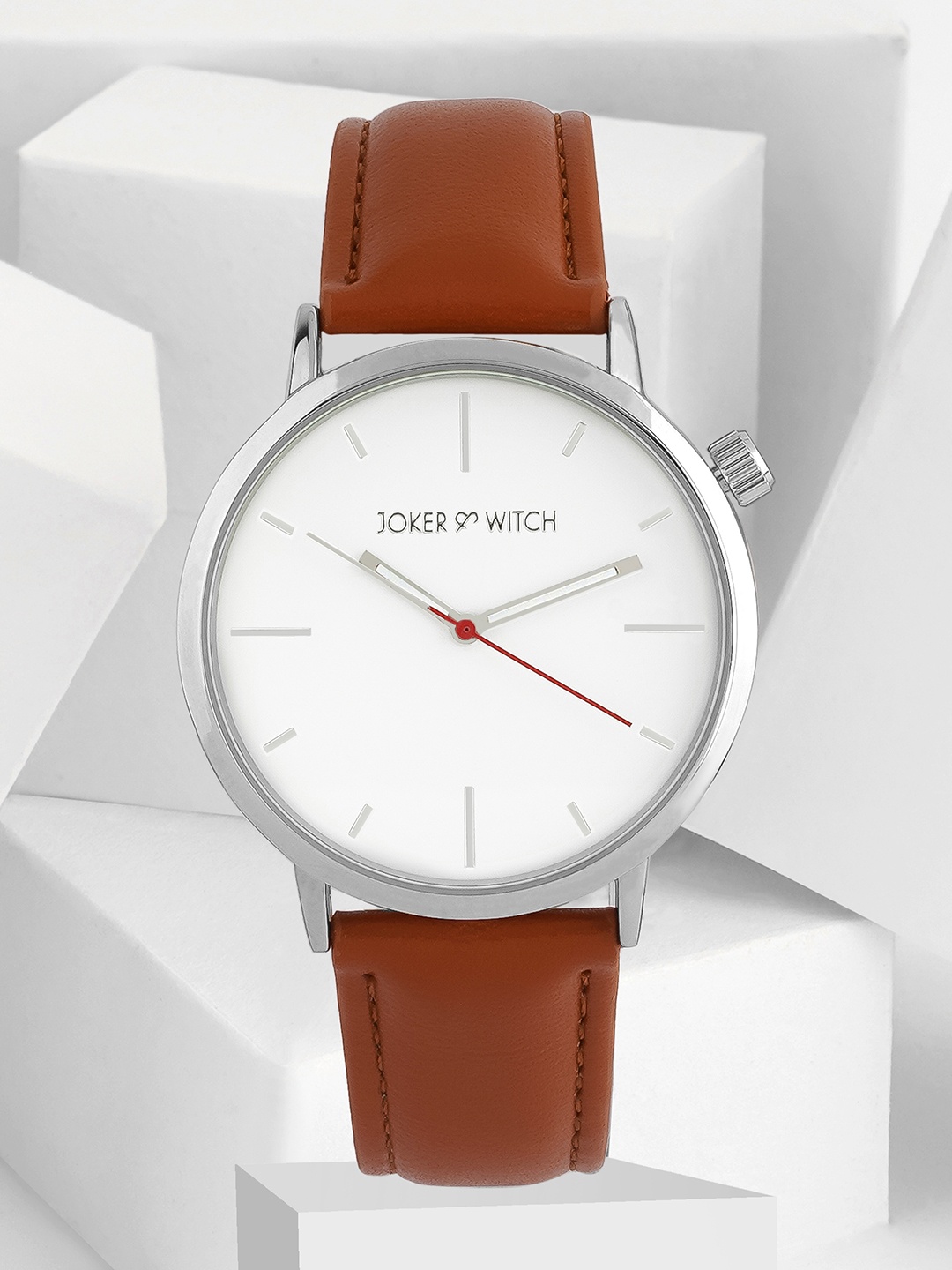

JOKER & WITCH Men White Dial & Brown Leather Straps Analogue Watch