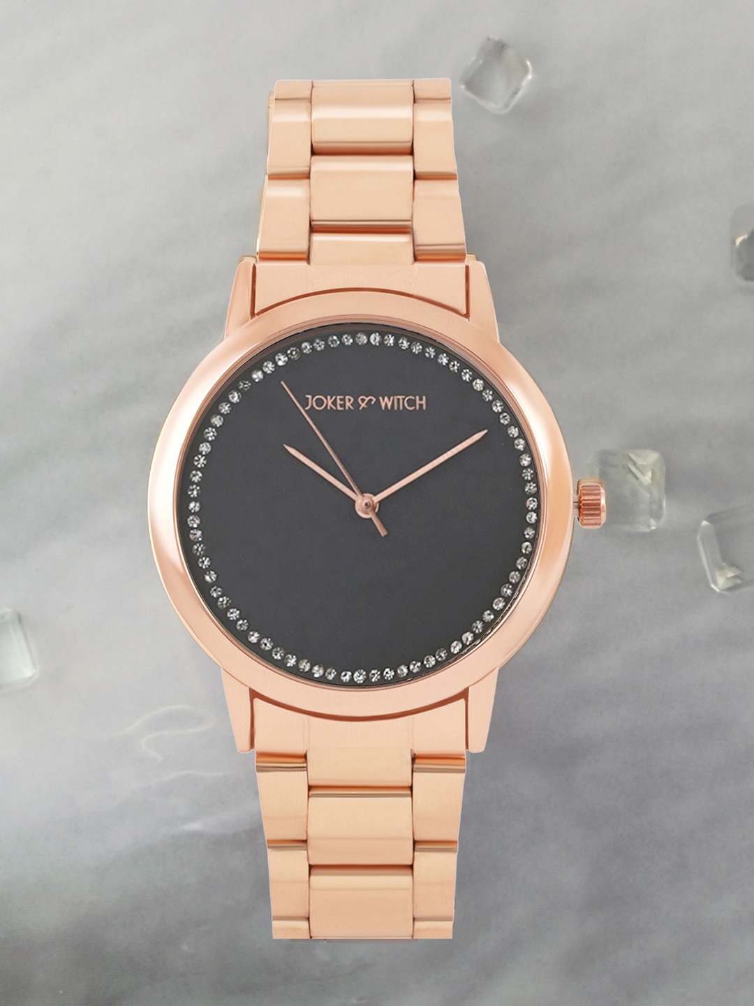 

JOKER & WITCH Women Grey Dial & Gold Toned Stainless Steel Straps Analogue Watch AMWW572, Rose gold