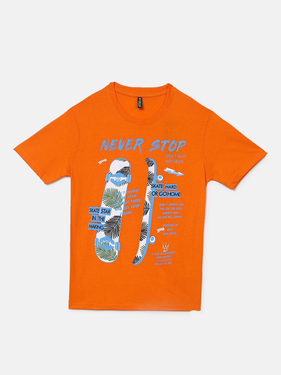 

V-Mart Boys Orange Printed Applique T-shirt