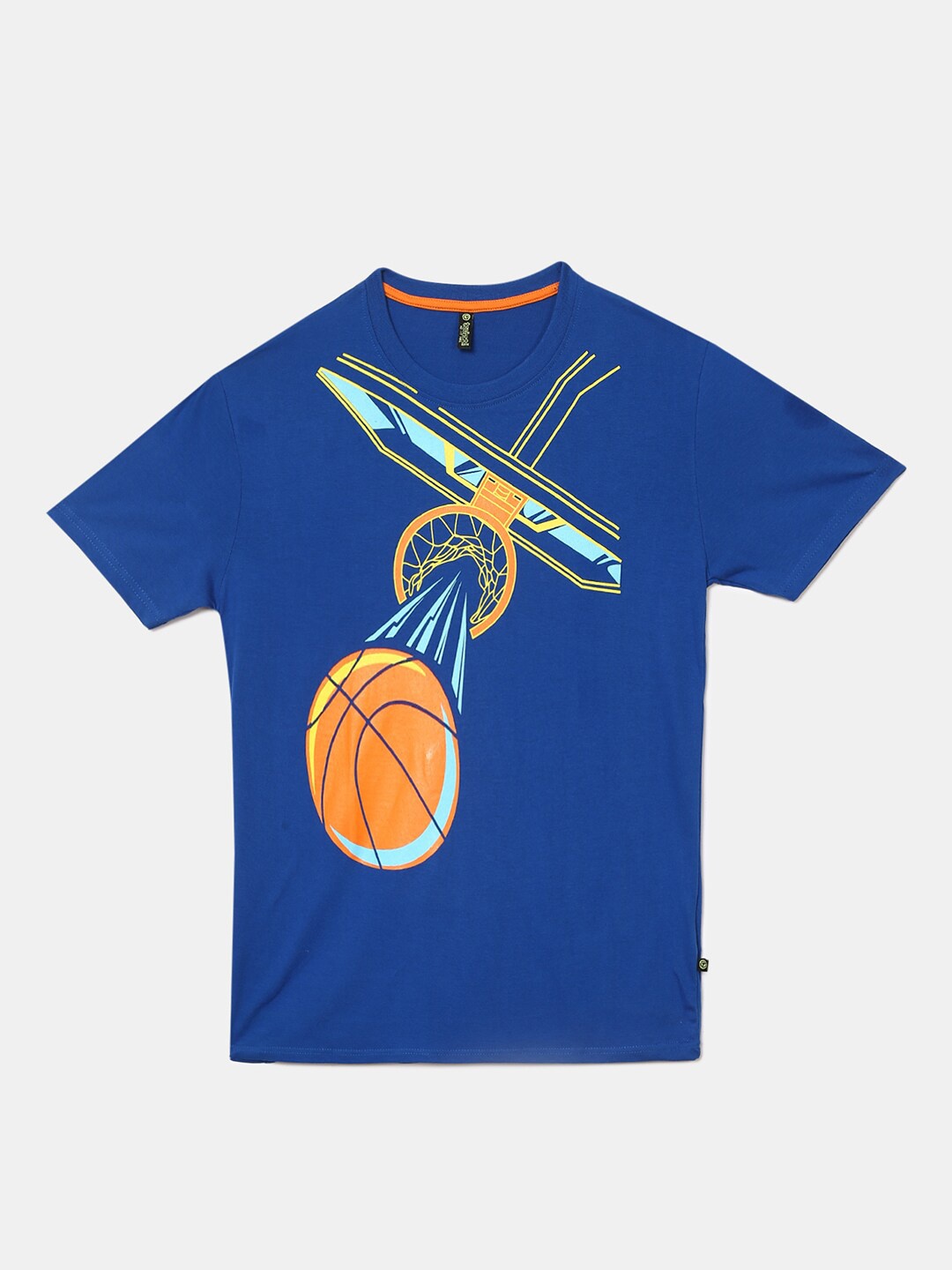 

V-Mart Boys Blue & Yellow Printed Round Neck Cotton T-shirt