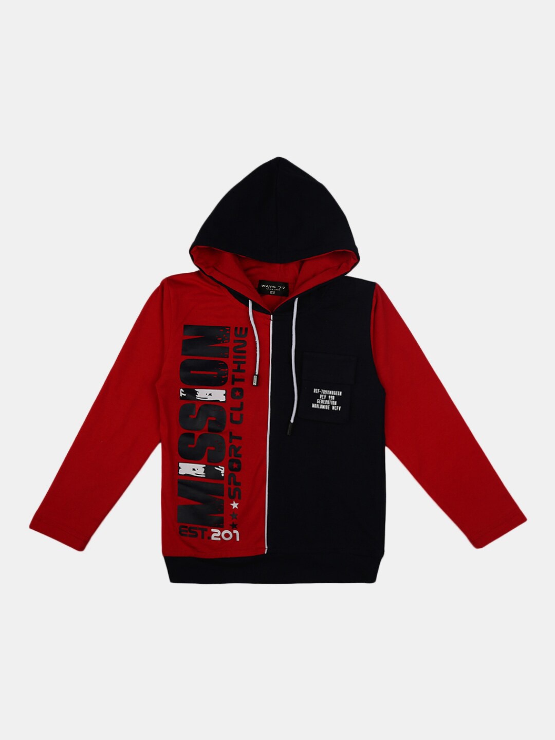 

V-Mart Boys Red Colourblocked Hooded Sweatshirt