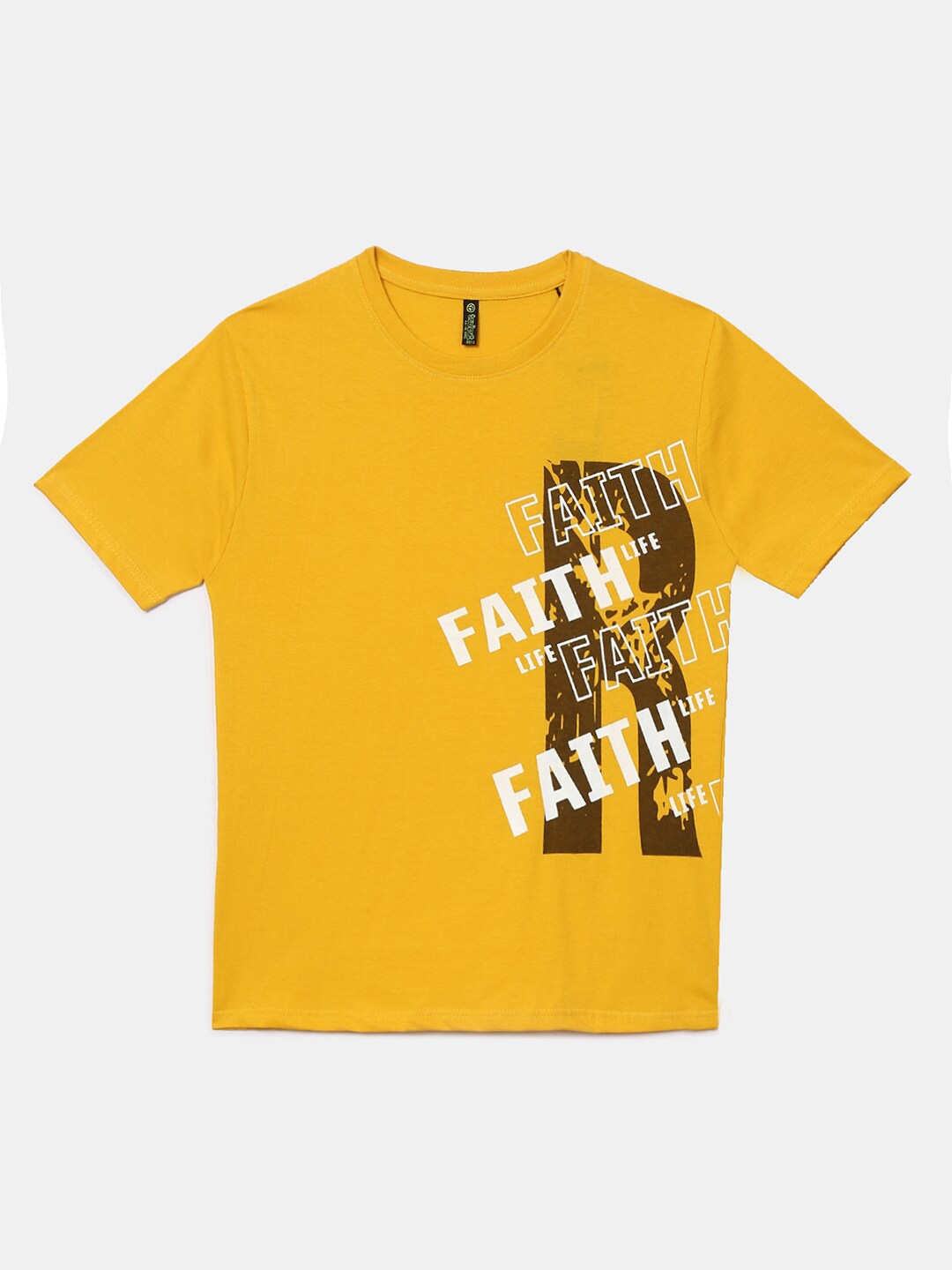 

V-Mart Boys Mustard Yellow Typography Printed T-shirt